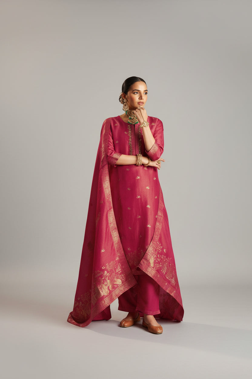 Rozenna Jacquard Embroidered Kurta Set