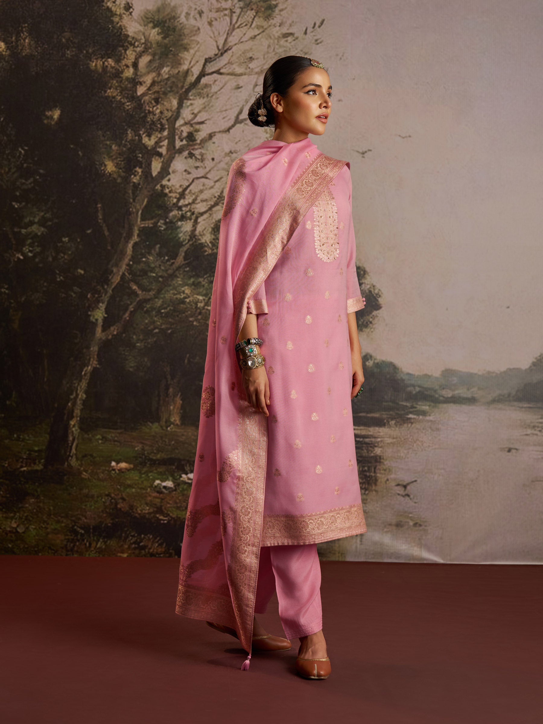 Opalique Chanderi Kurta Set