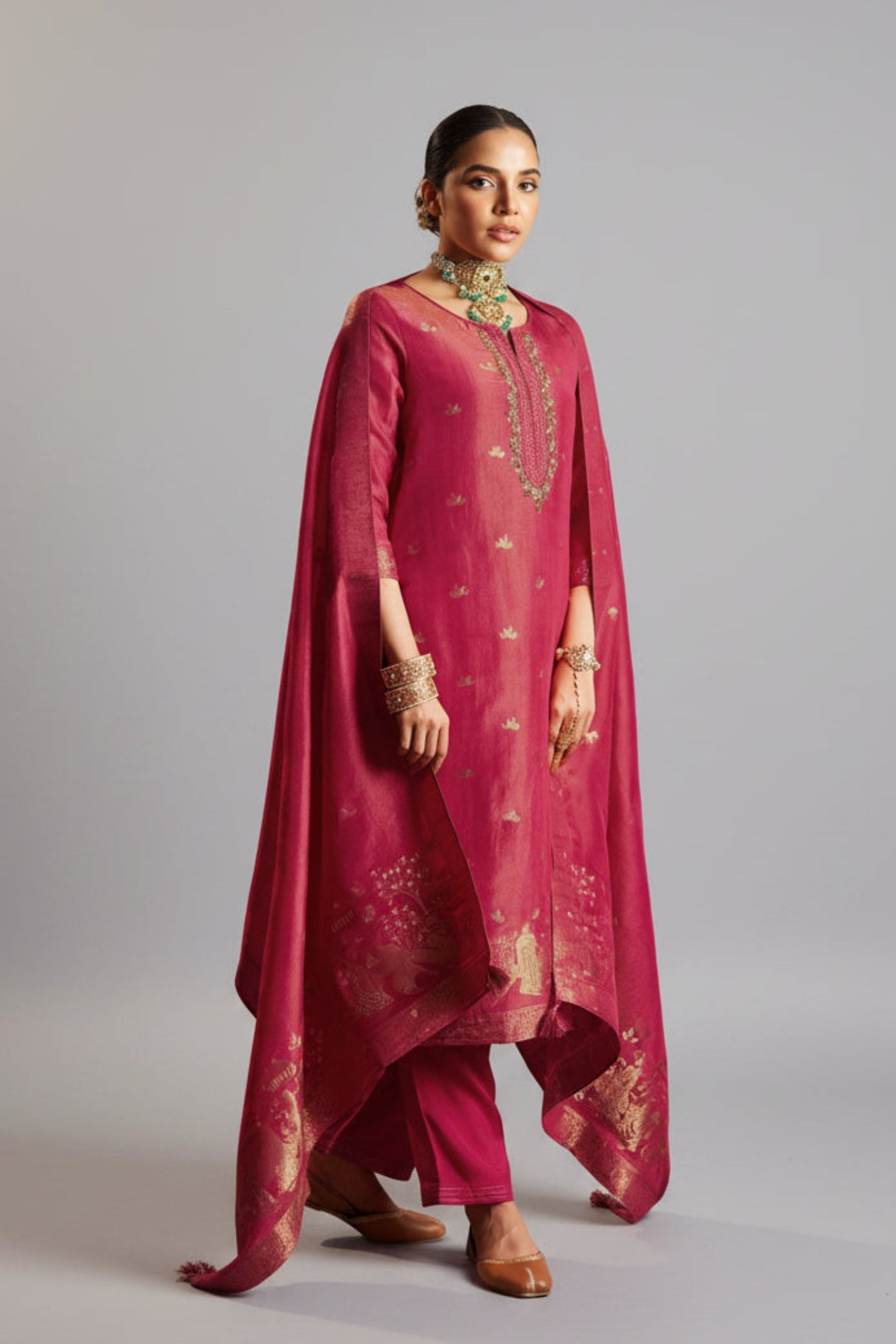 Rozenna Jacquard Embroidered Kurta Set