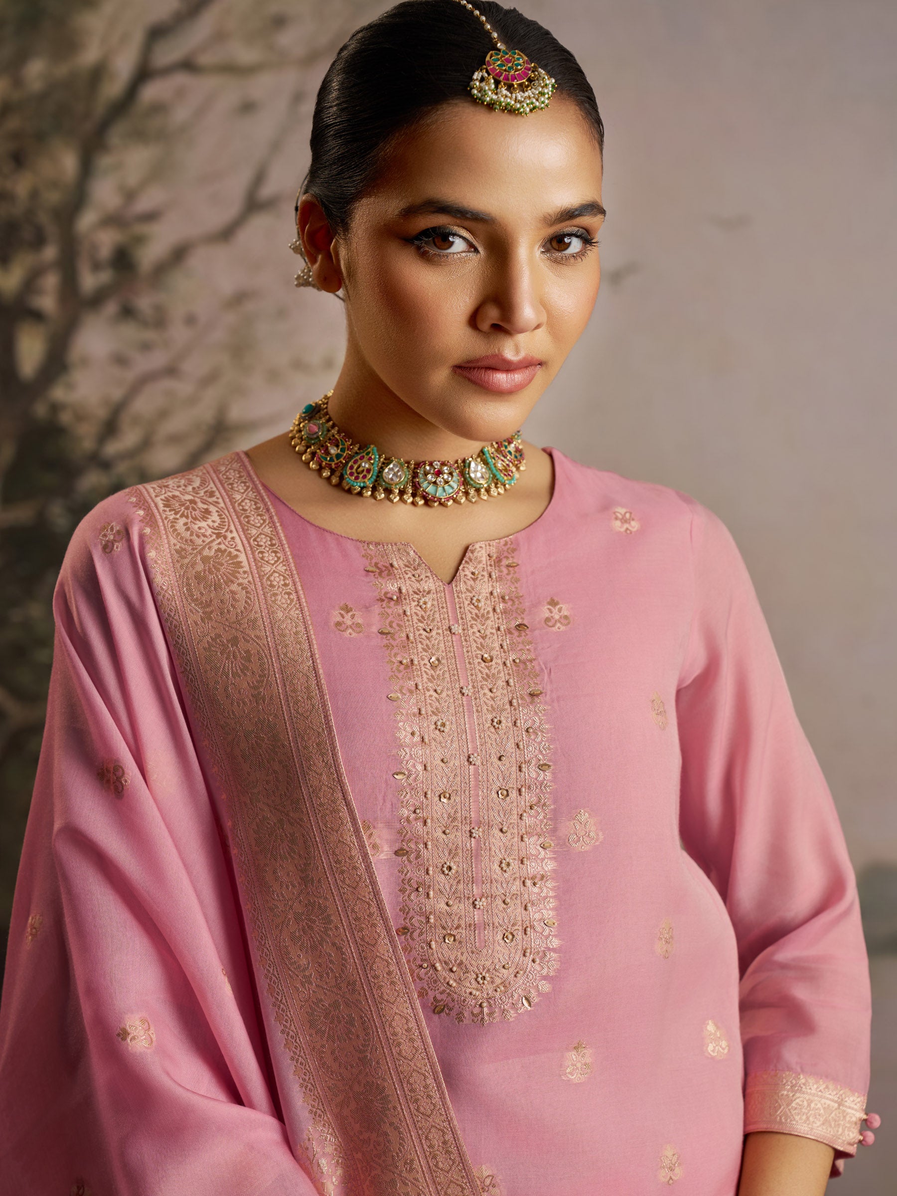 Opalique Chanderi Kurta Set