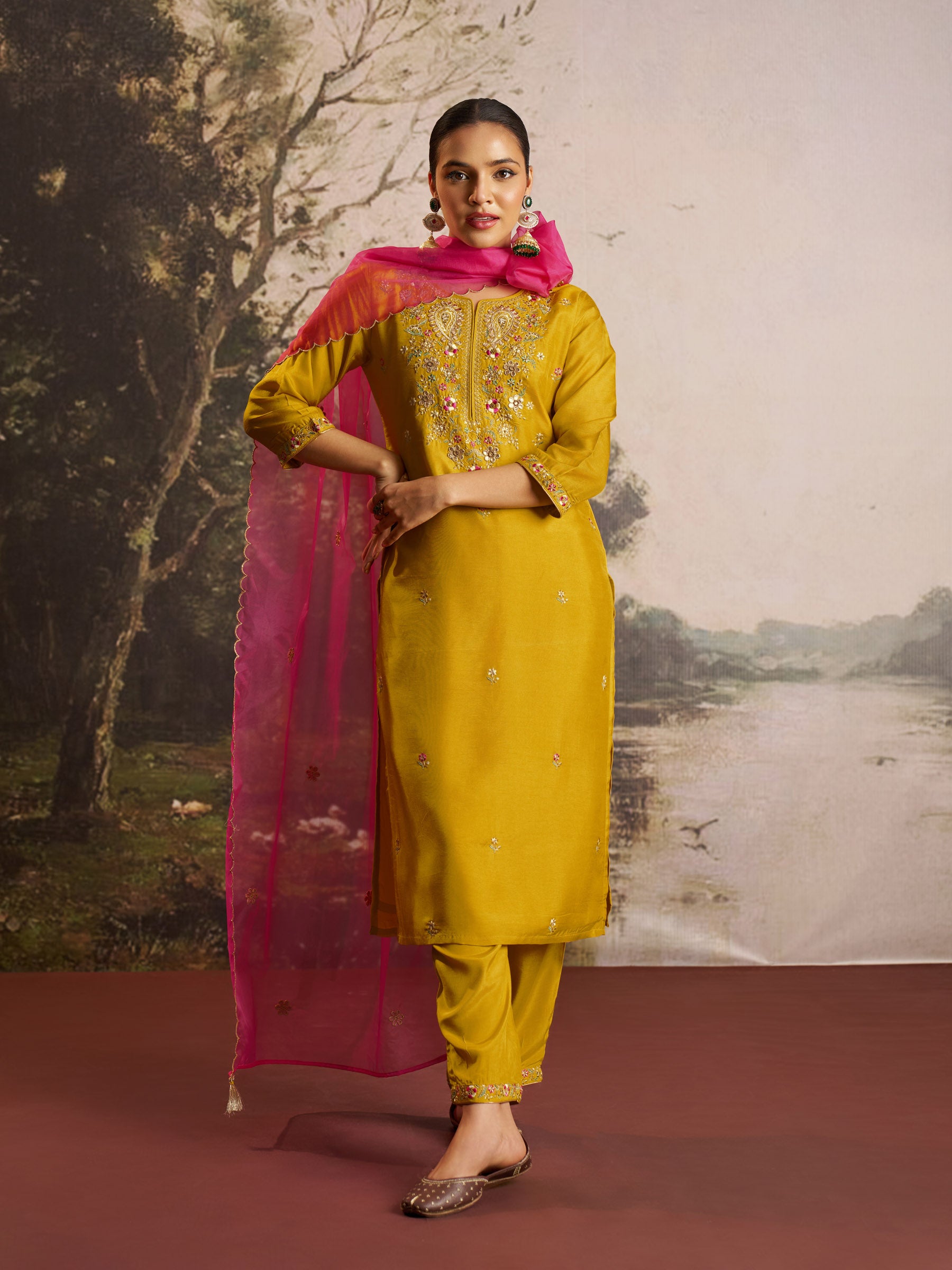 Emberly Silk Embroidery Kurta Set