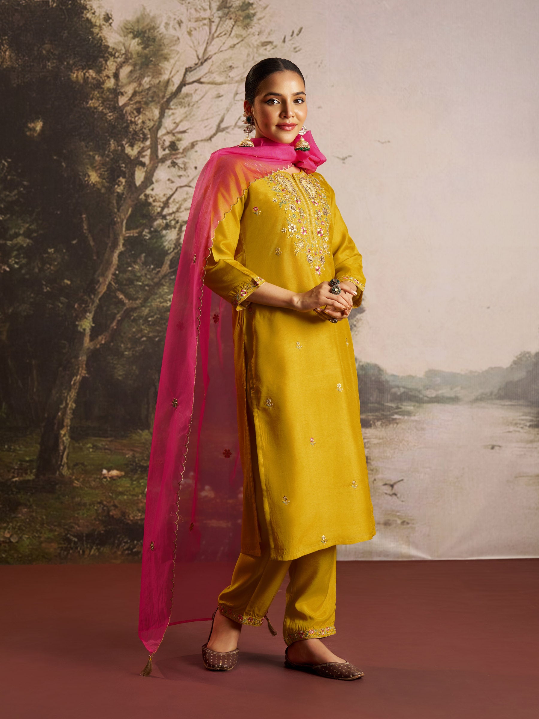 Emberly Silk Embroidery Kurta Set