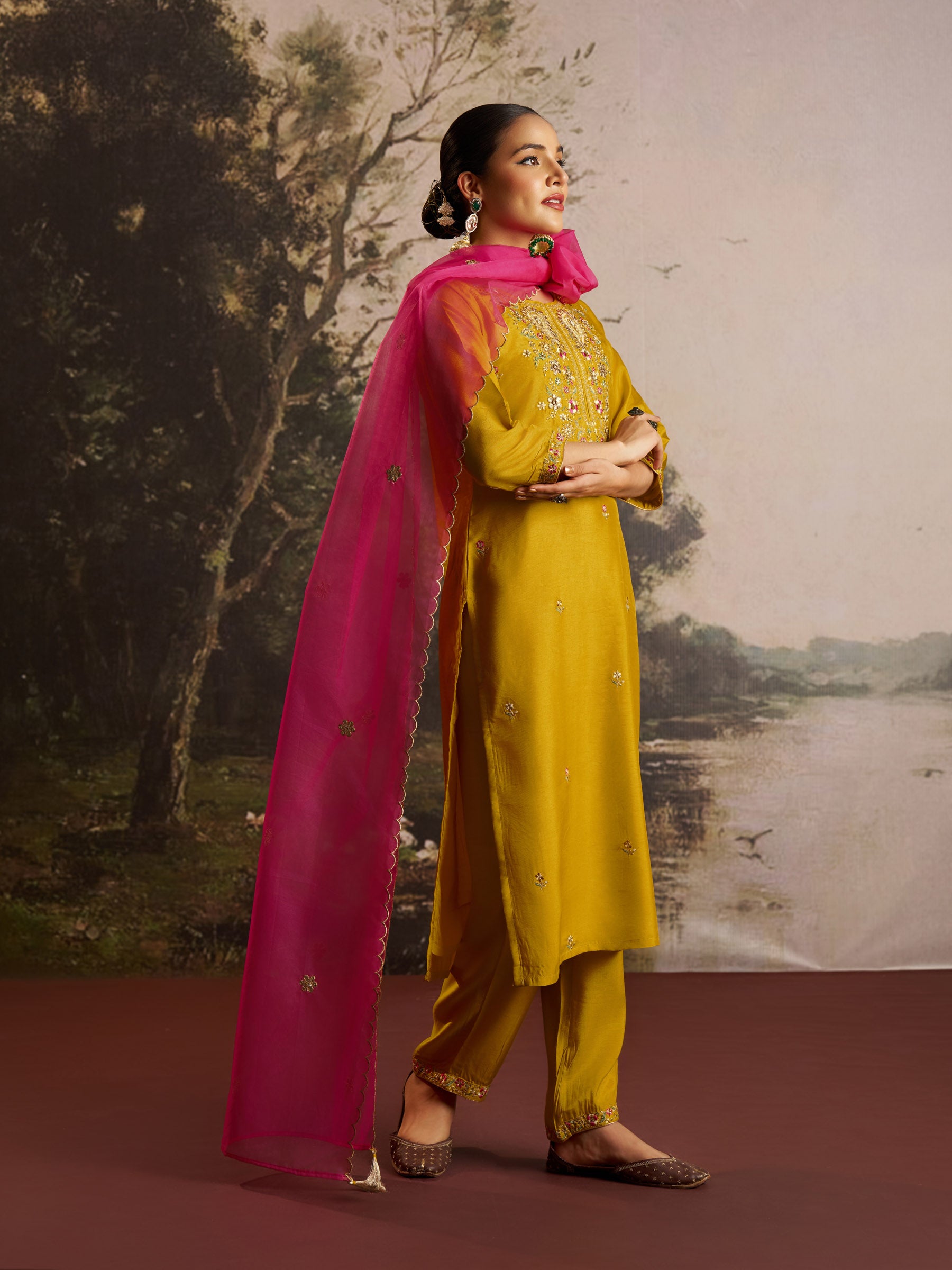 Emberly Silk Embroidery Kurta Set