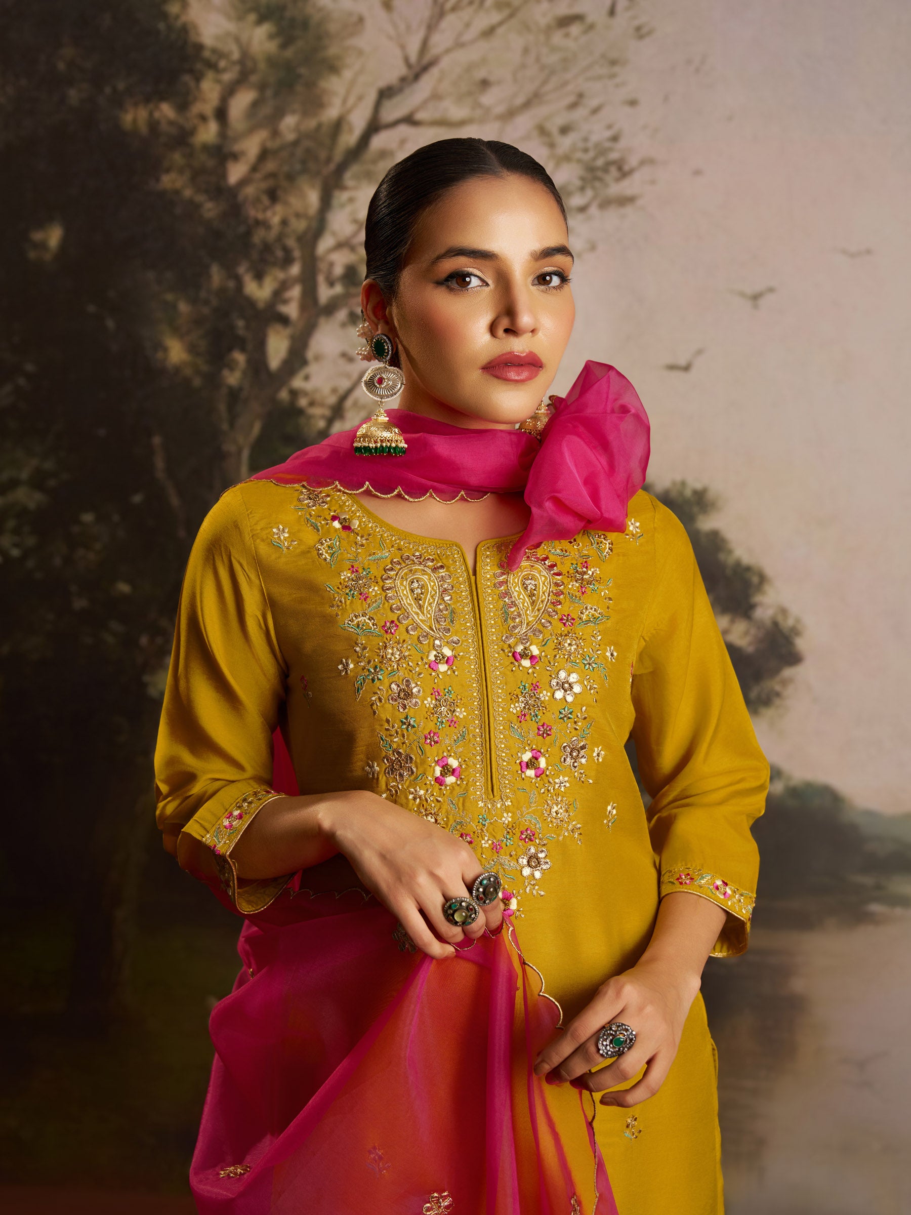 Emberly Silk Embroidery Kurta Set