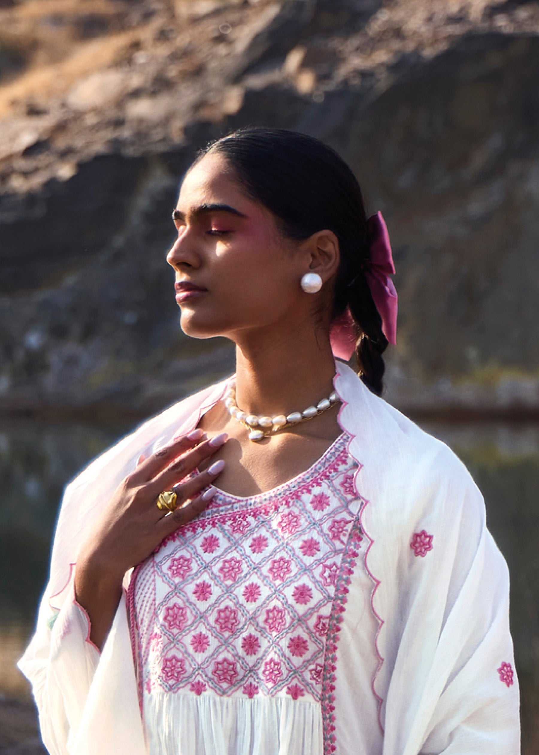 Isara Blush Embroidered Silk Kurta Set