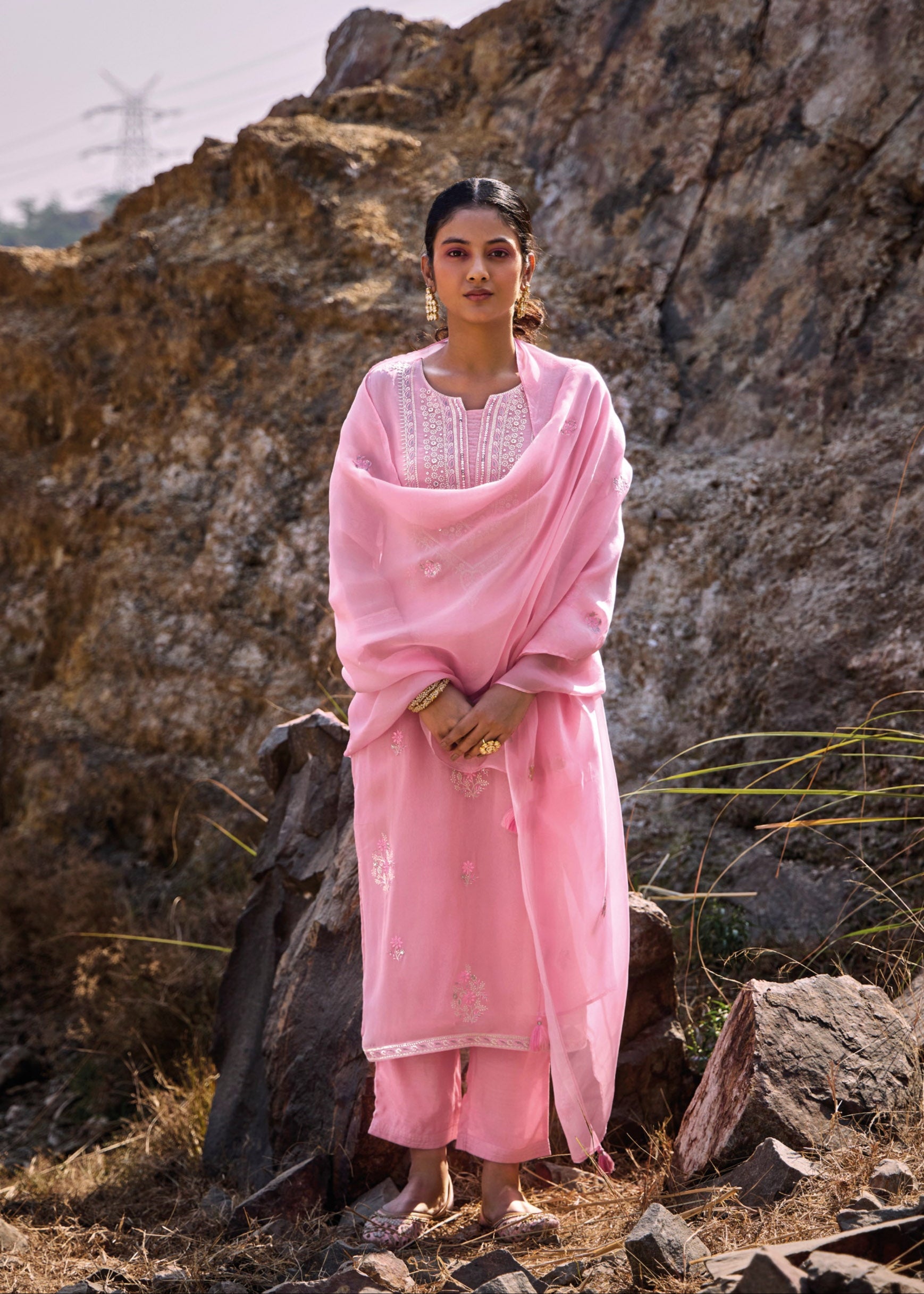 Lysandra Embroidered Pure Organza Kurta Set