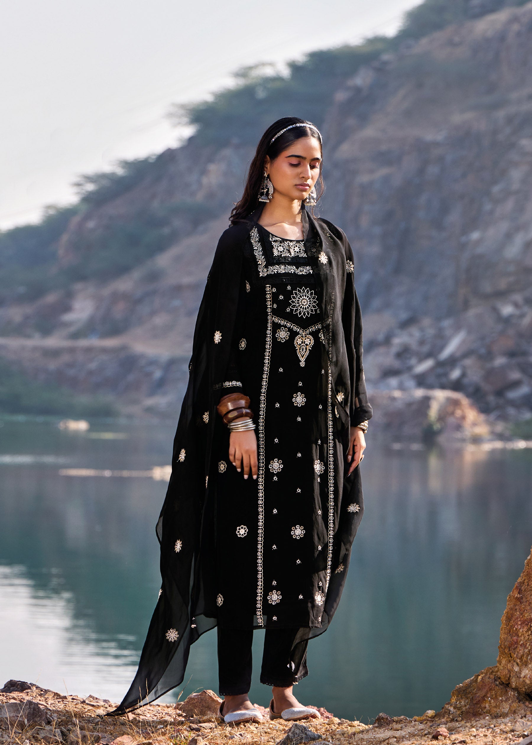 Ismeria Pure Organza Embroidered Kurta Set