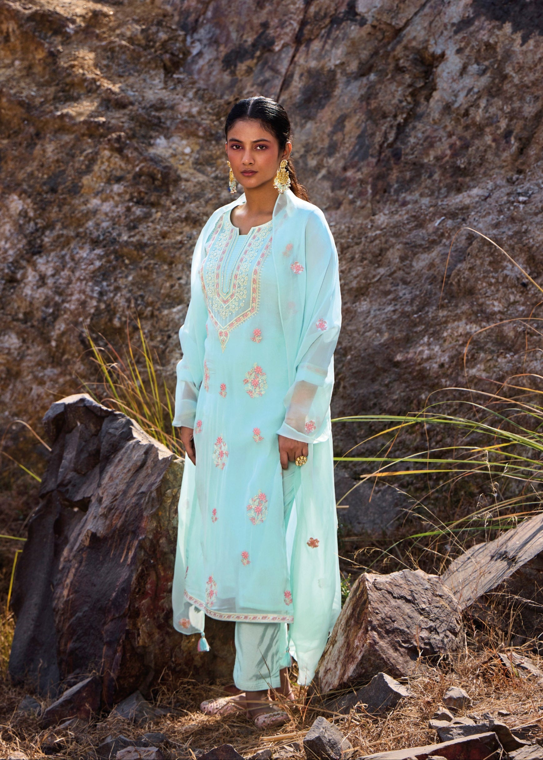 Aether Pure Organza Handcrafted Kurta Set