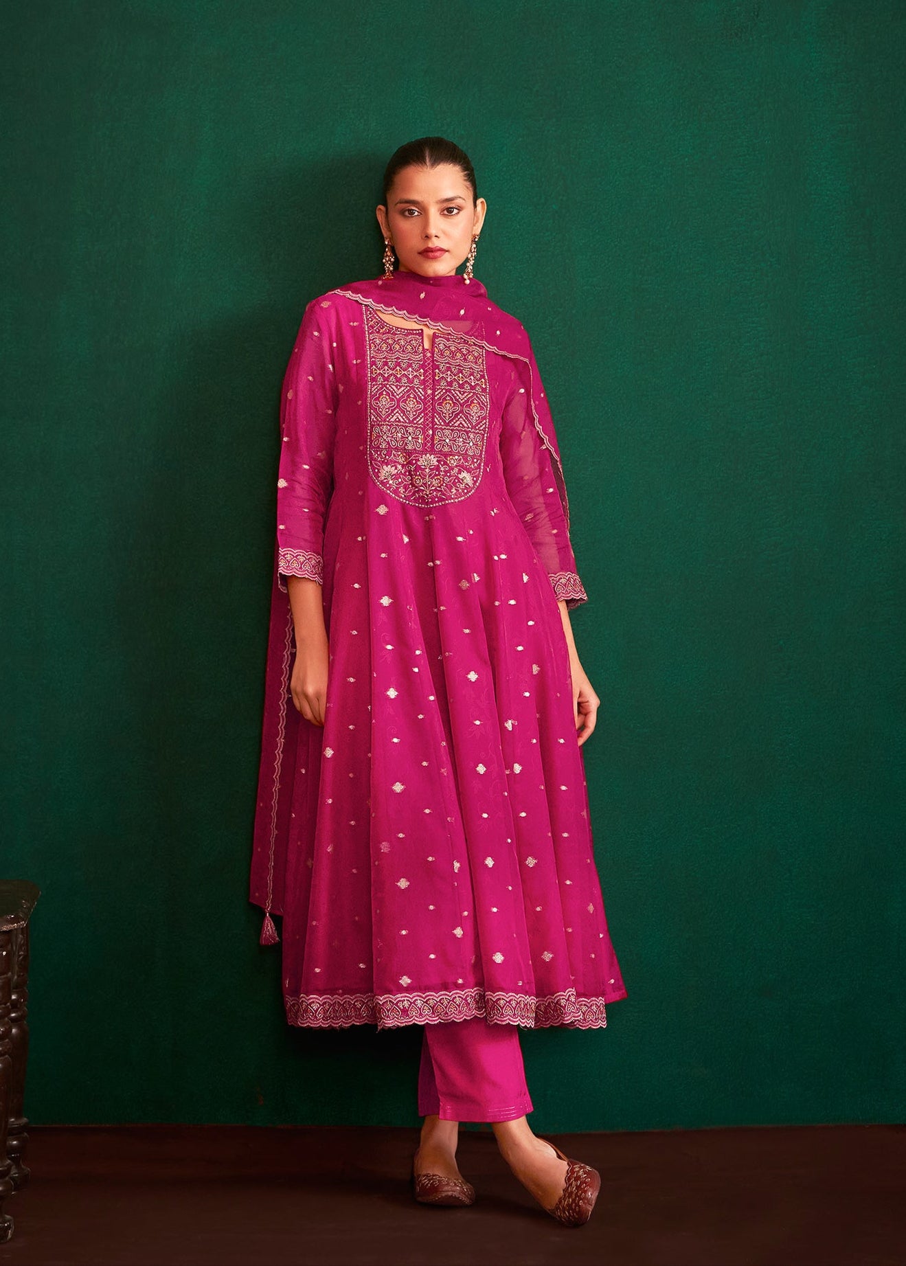 Rani Essence Jacquard Anarkali Set