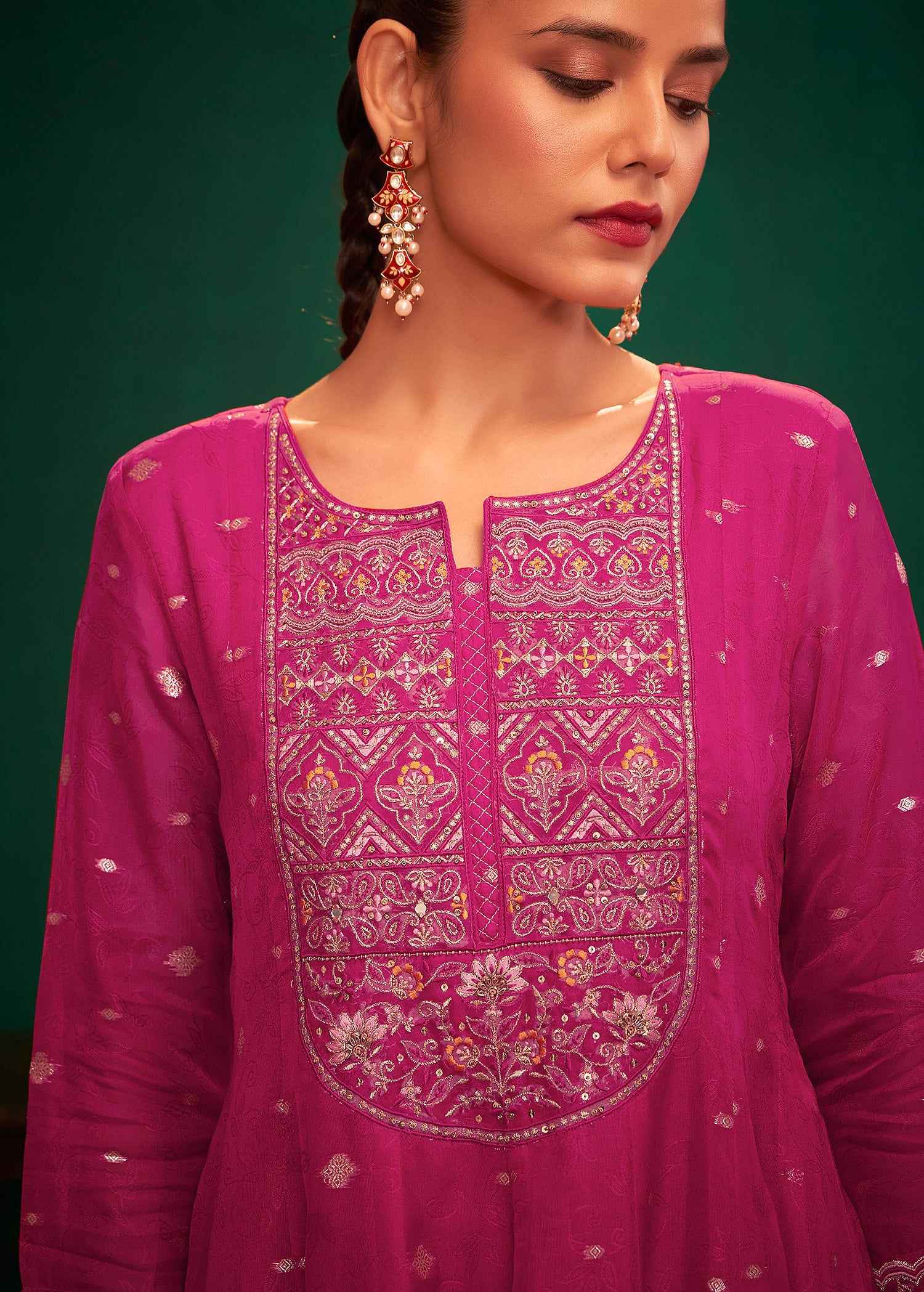 Rani Essence Jacquard Anarkali Set