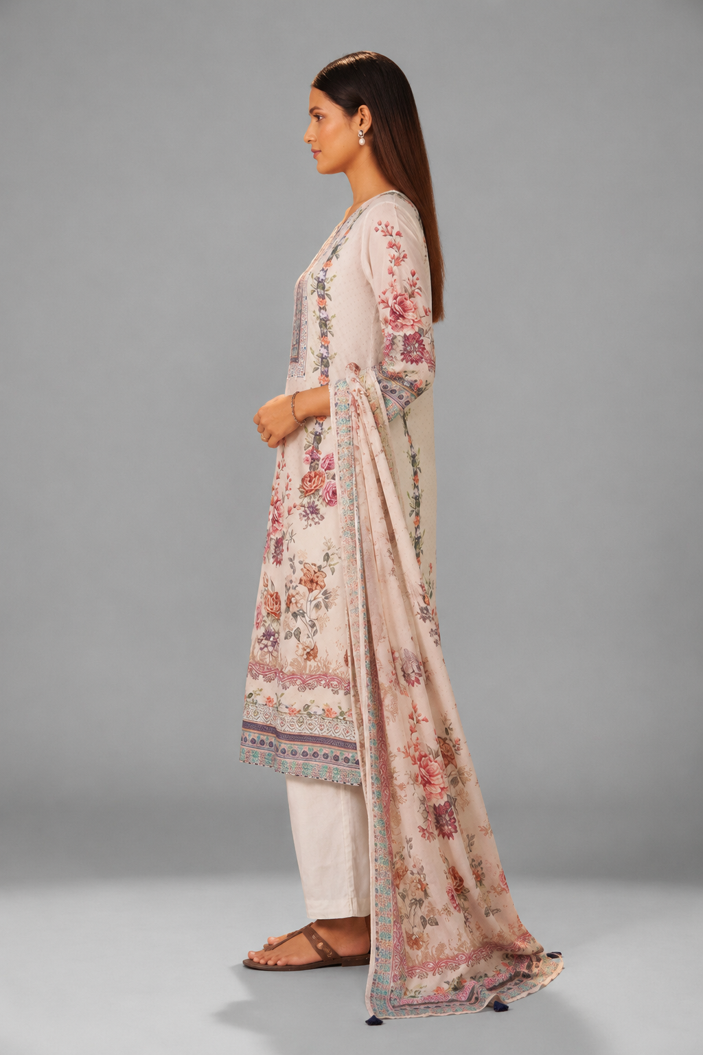 Digital Print Crepe Silk Kurta Set