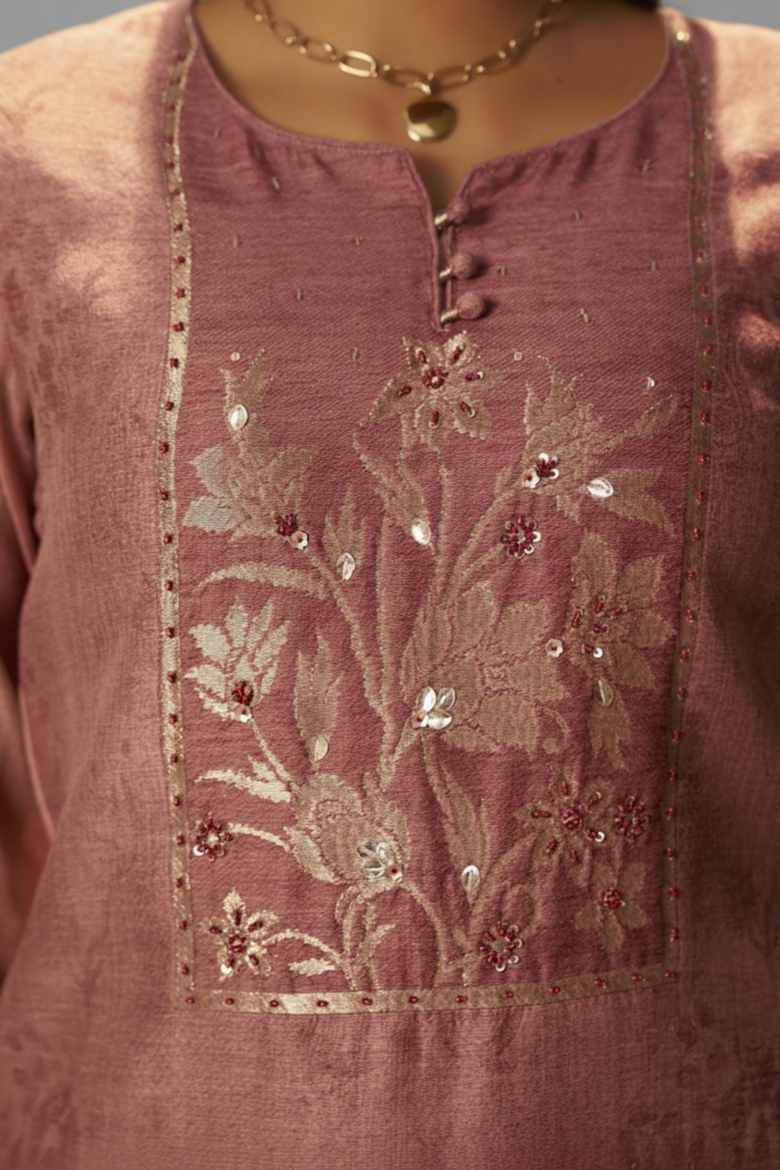 Ethereal Blush Pink Chanderi Jacquard Kurta Set