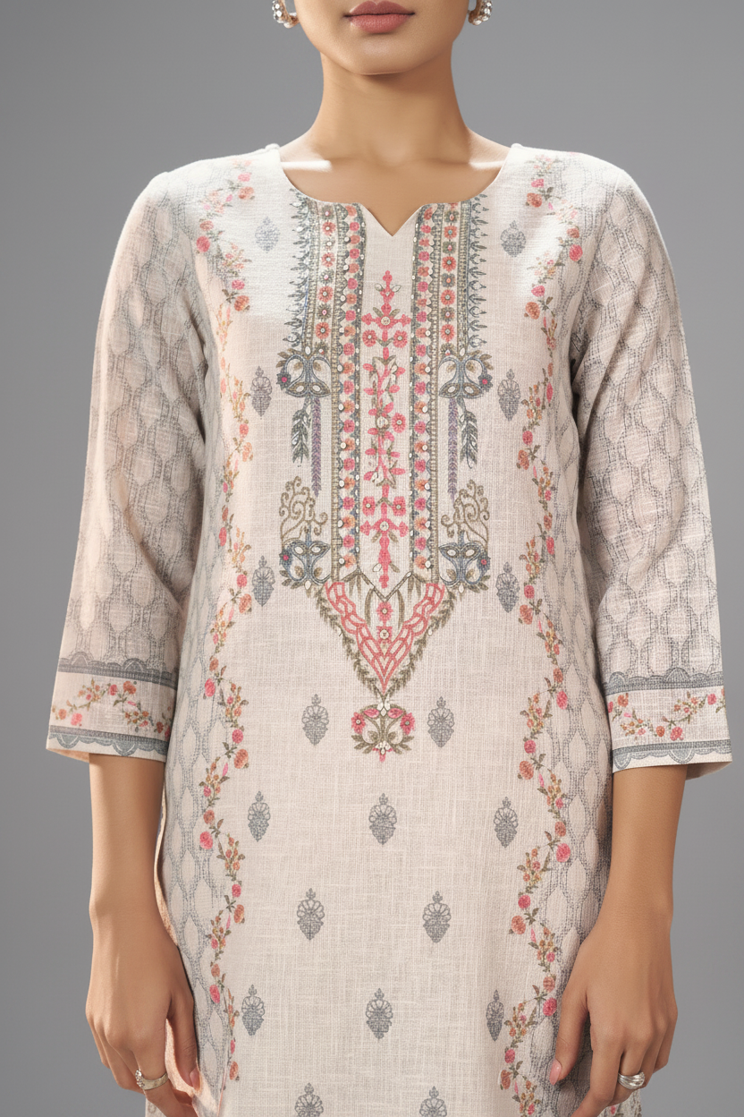 Stone Ivory Digital Printed Kurta Set