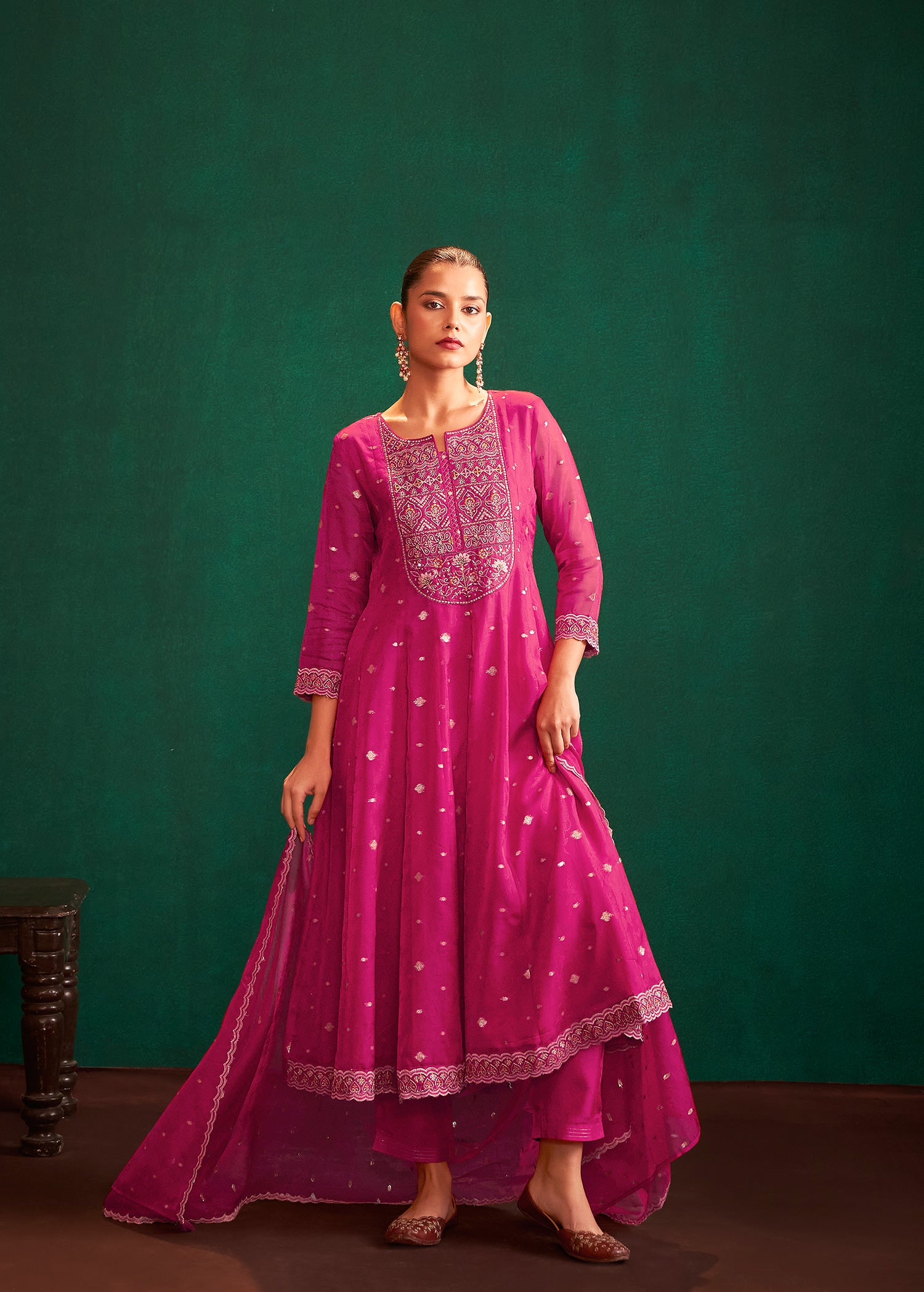 Rani Essence Jacquard Anarkali Set