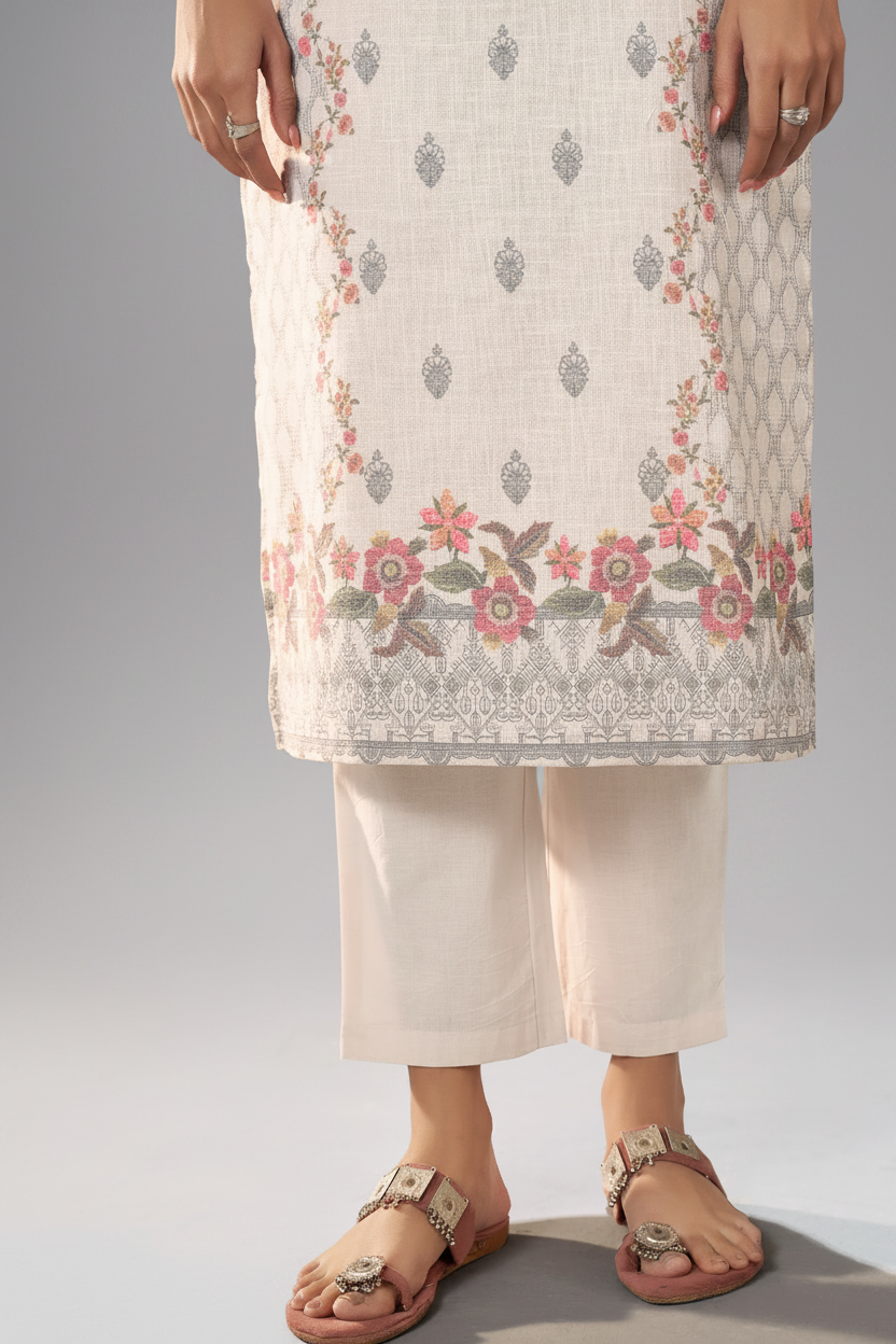 Stone Ivory Digital Printed Kurta Set