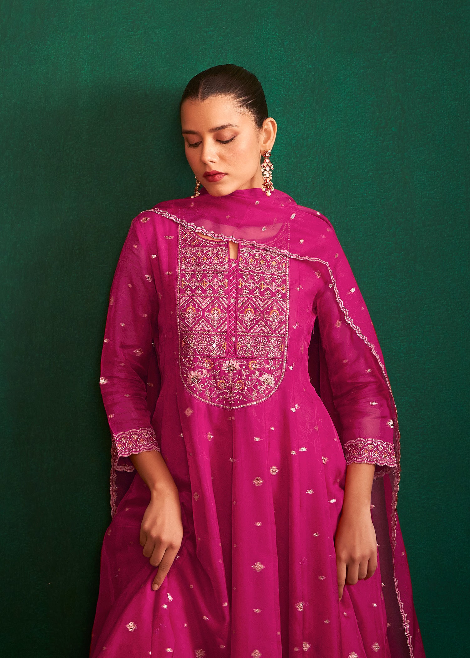 Rani Essence Jacquard Anarkali Set