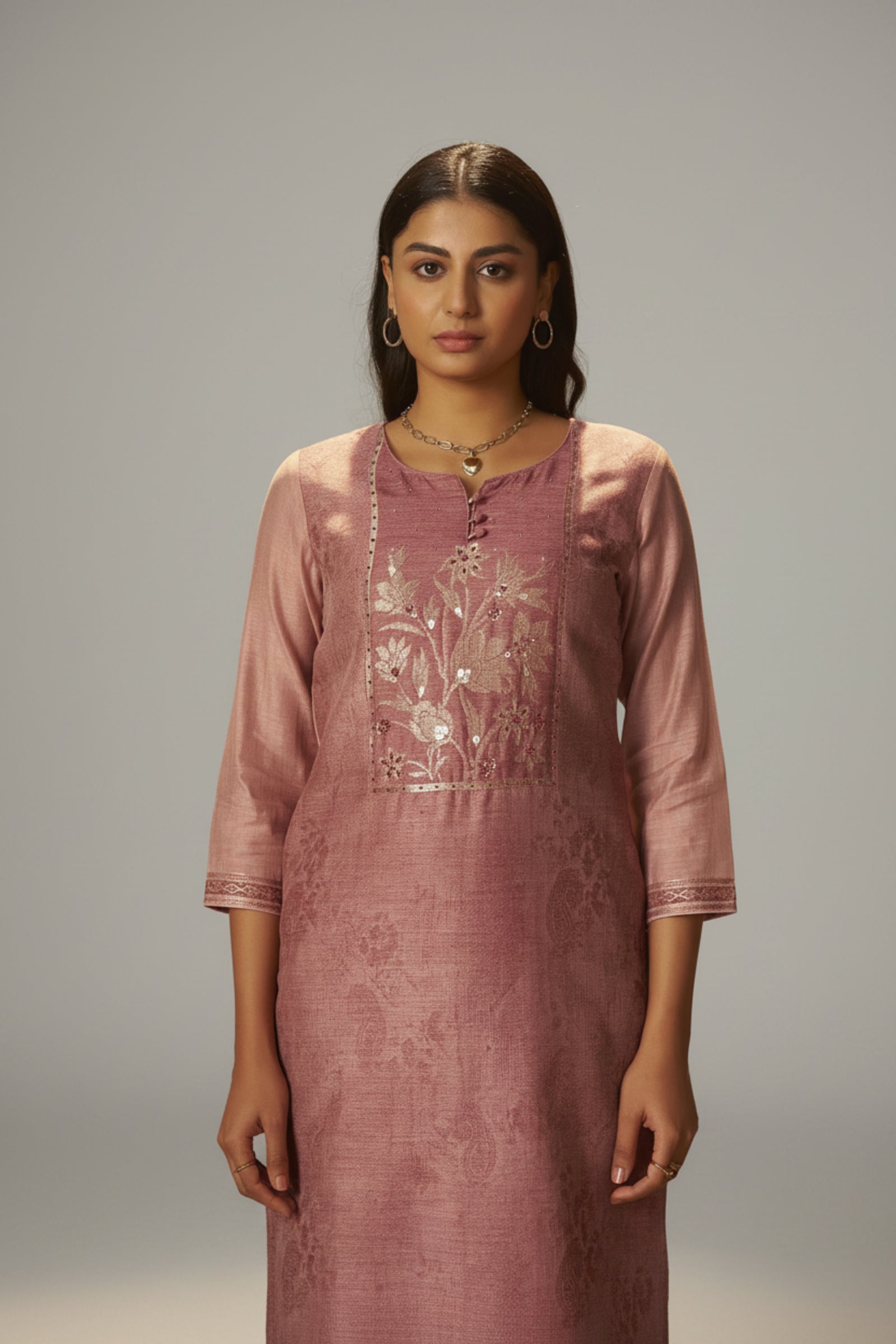 Ethereal Blush Pink Chanderi Jacquard Kurta Set