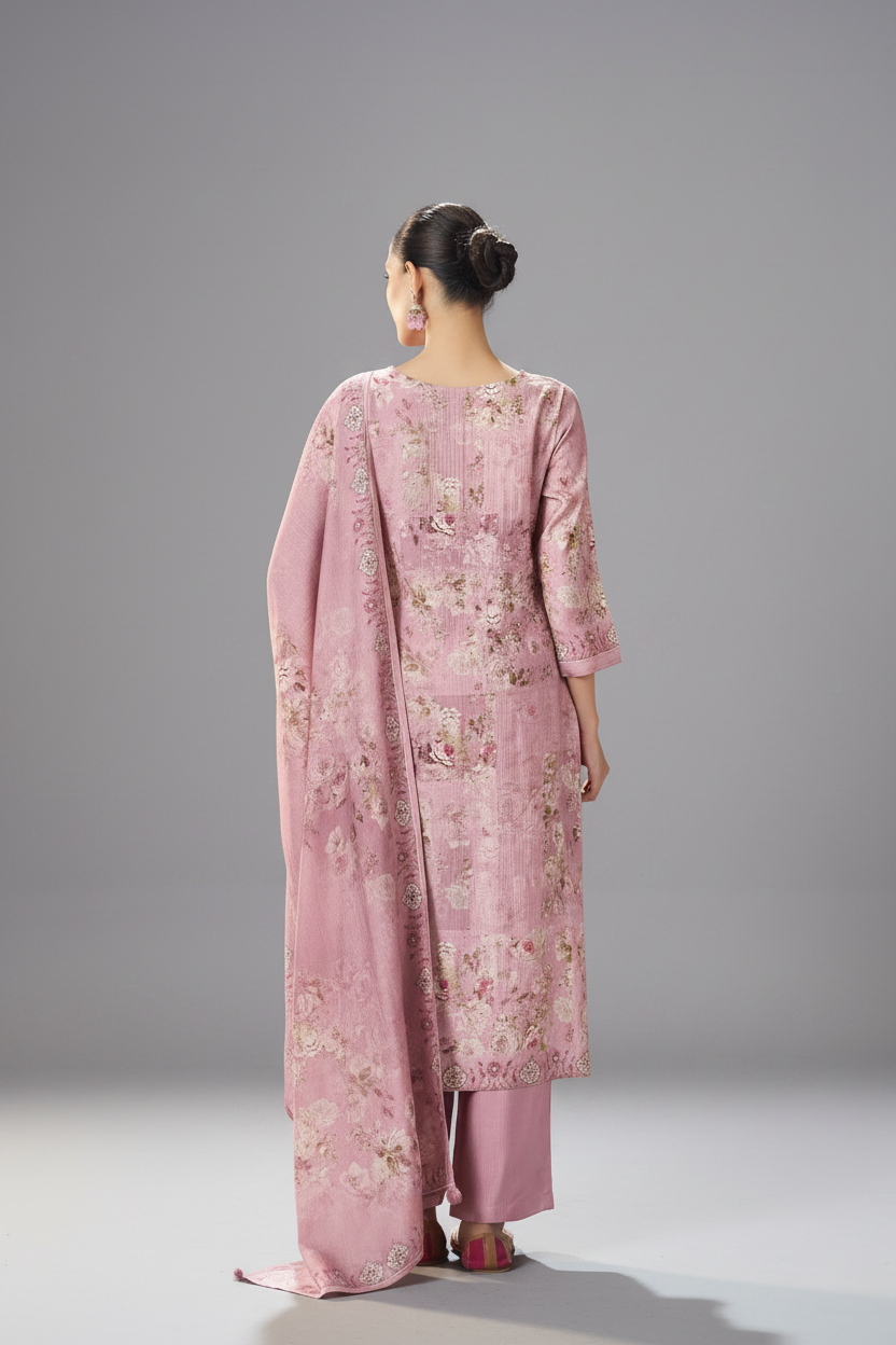 Dusty Rose Digital Printed Viscose Kurta Set