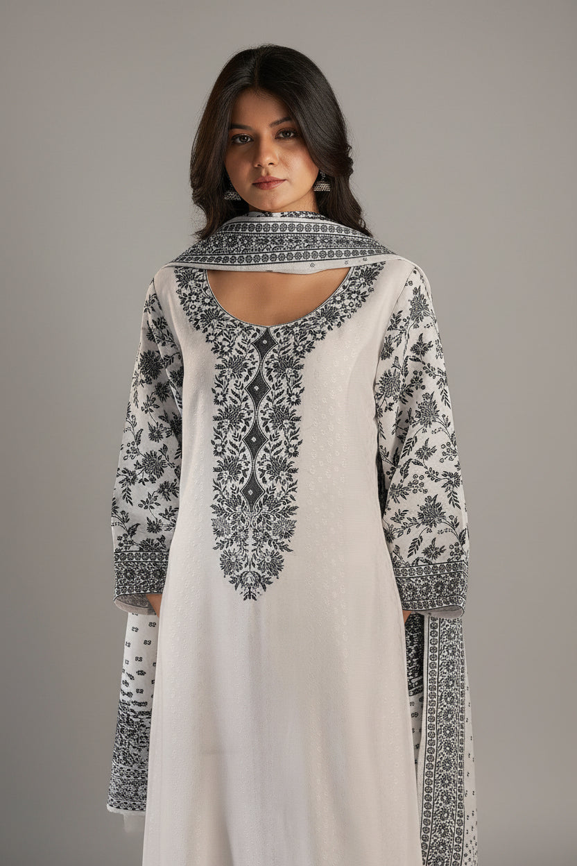 Beige Noir Silk Kurta Set