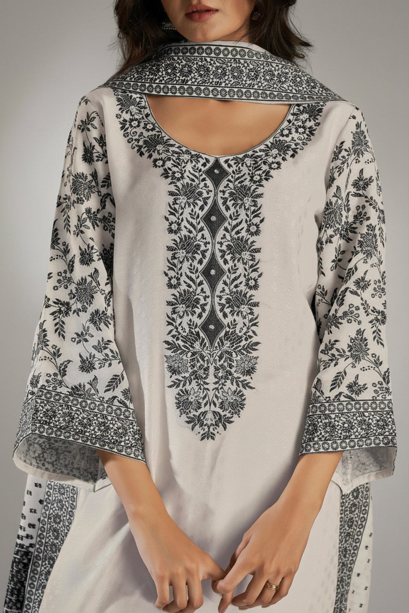 Beige Noir Silk Kurta Set