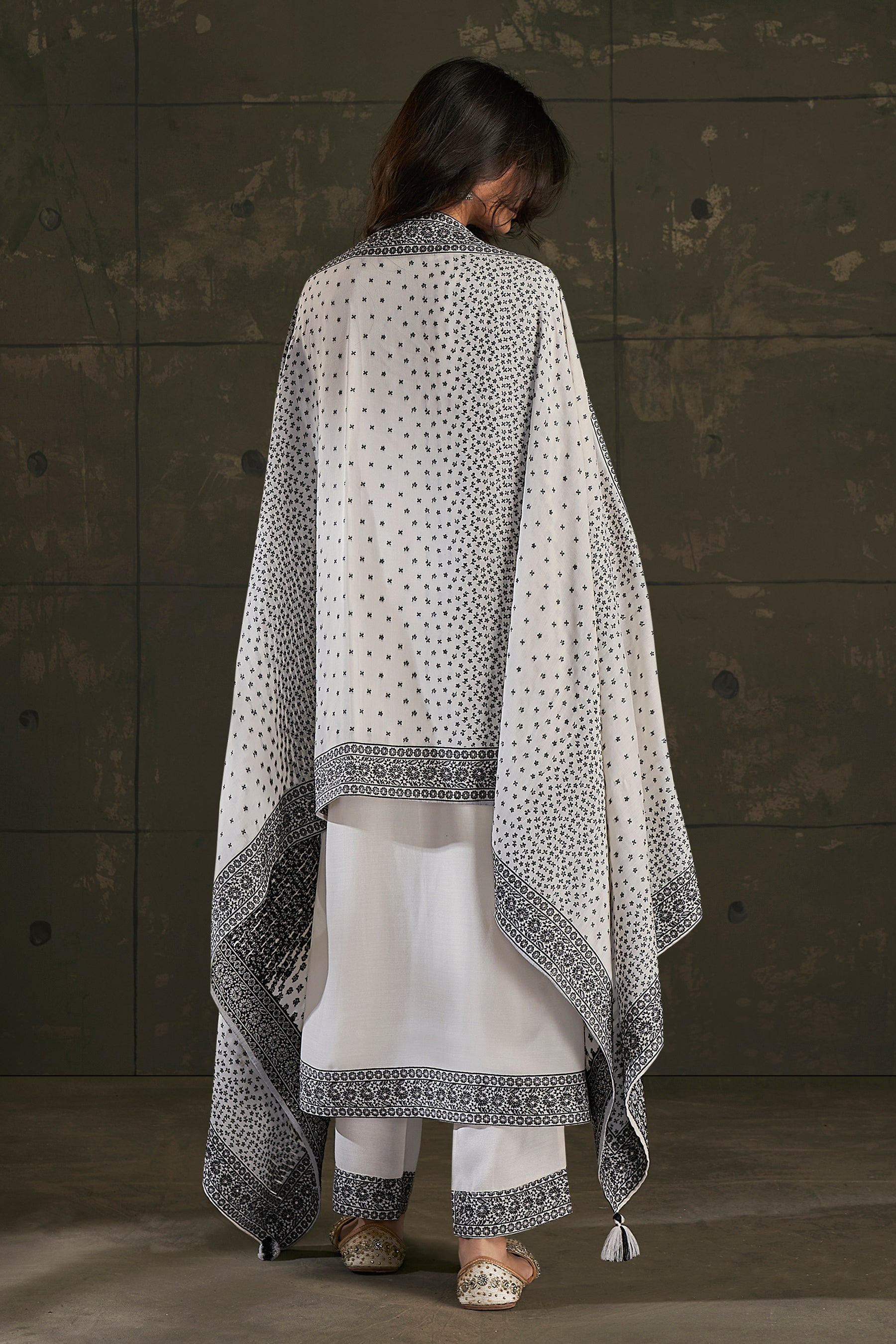 Beige Noir Silk Kurta Set