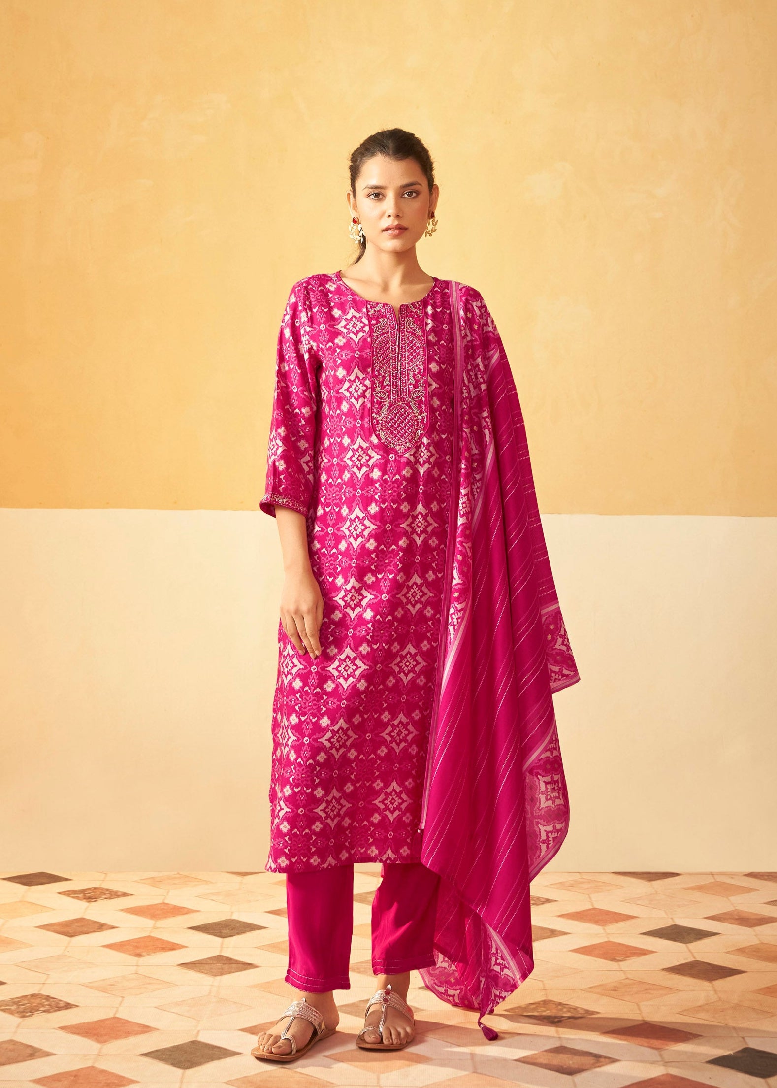 Rosy Radiance Chanderi Silk Kurta Set
