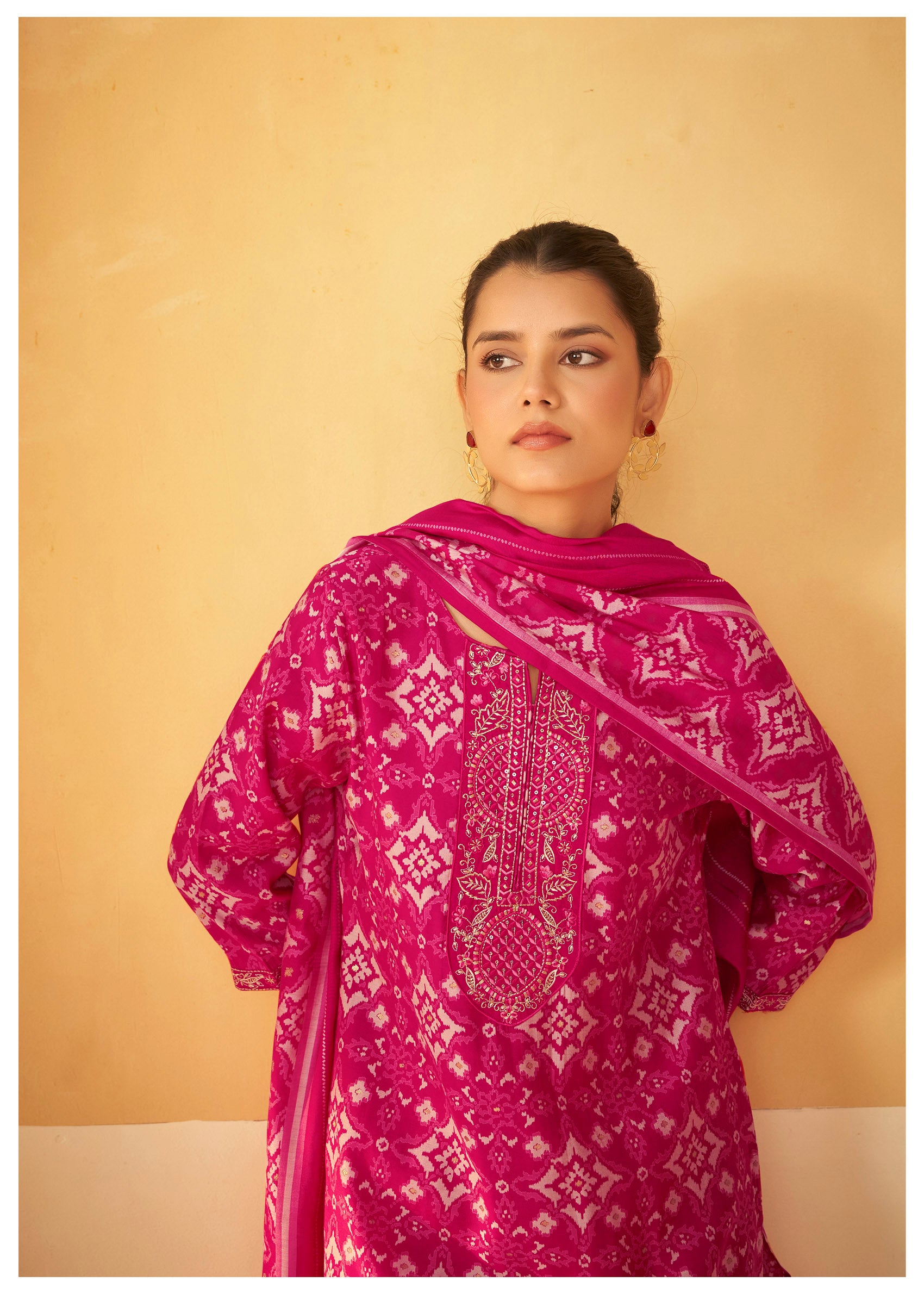 Rosy Radiance Chanderi Silk Kurta Set