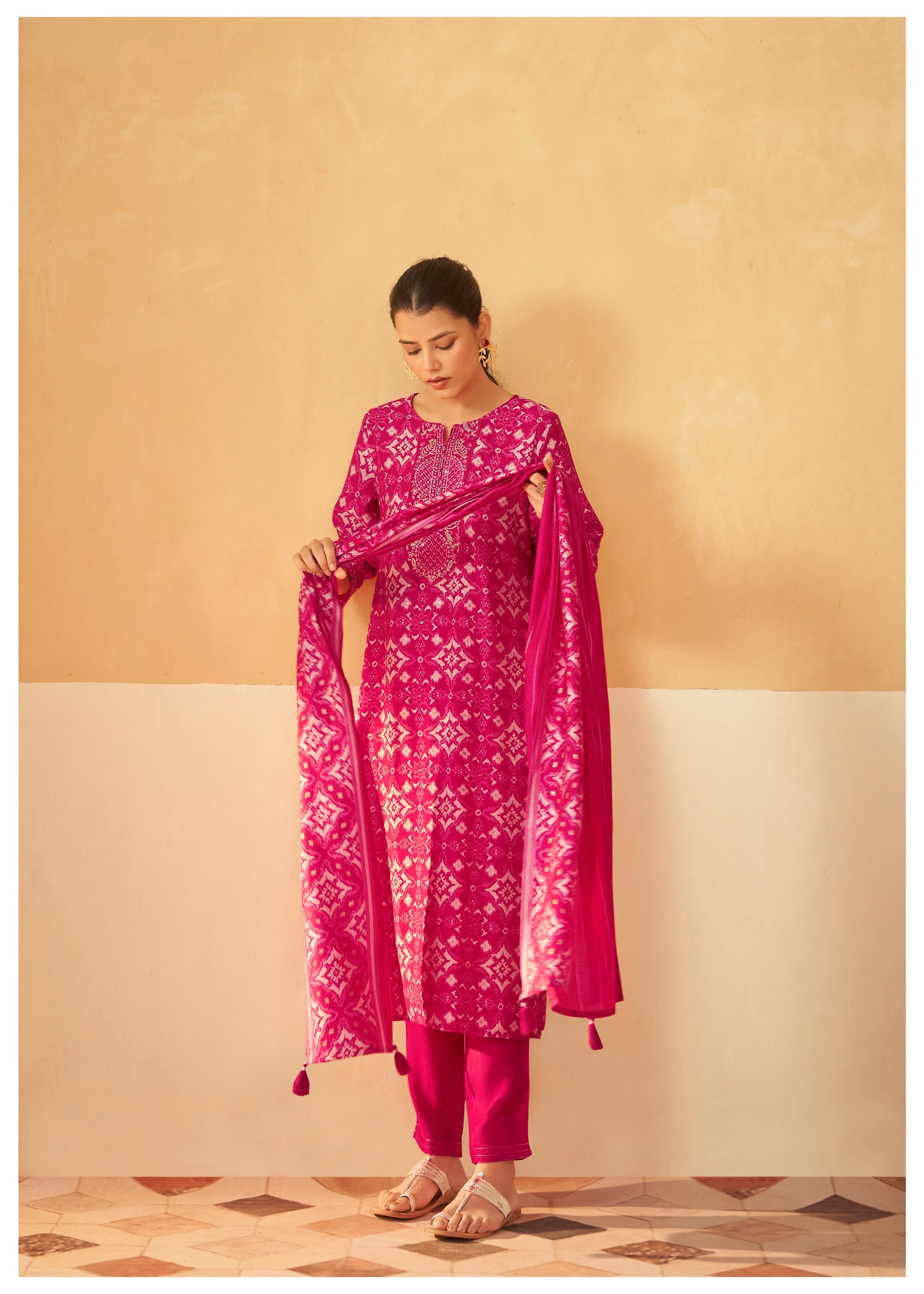 Rosy Radiance Chanderi Silk Kurta Set