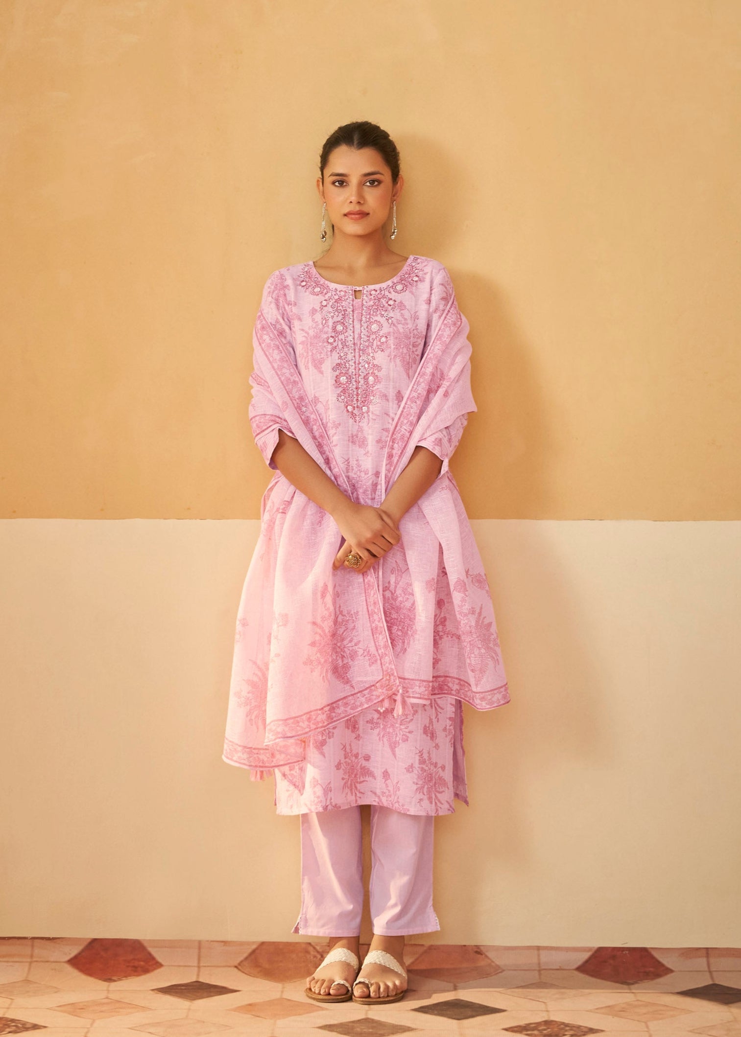 Soft Pink Linen Cotton Ensemble