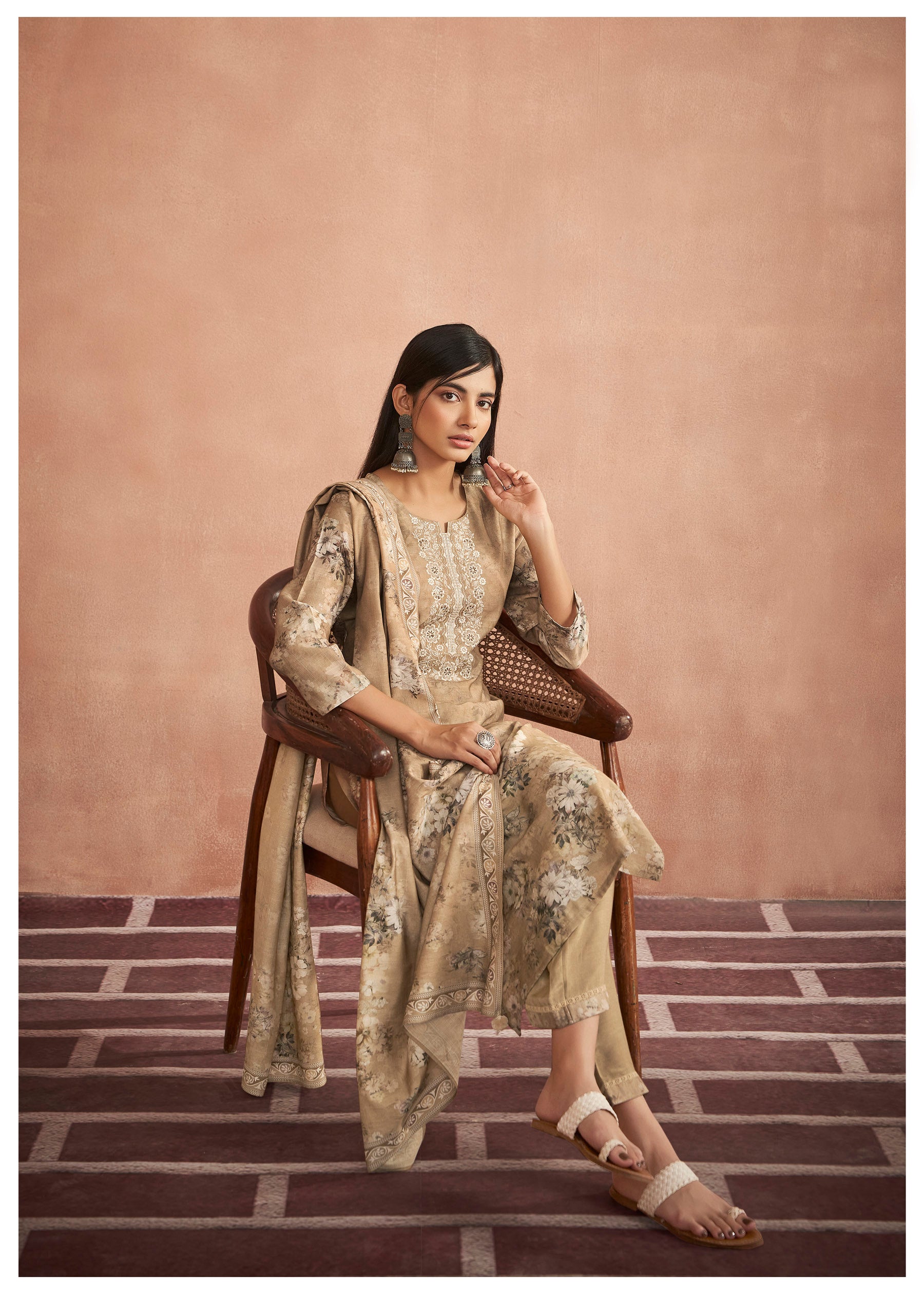 Regal Mustard Jacquard Kurta Set
