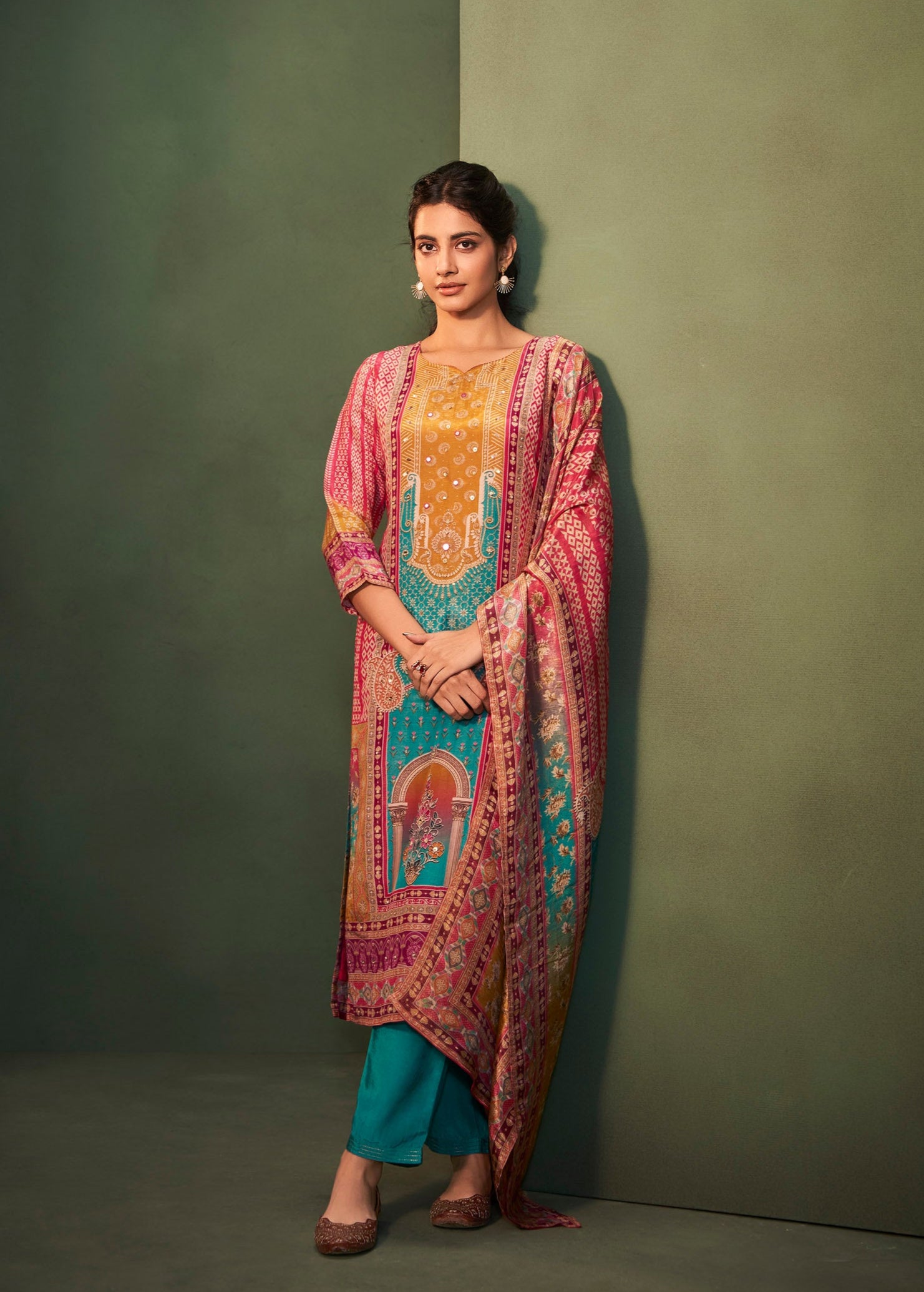 Rose Glimmer Digital Print Suit