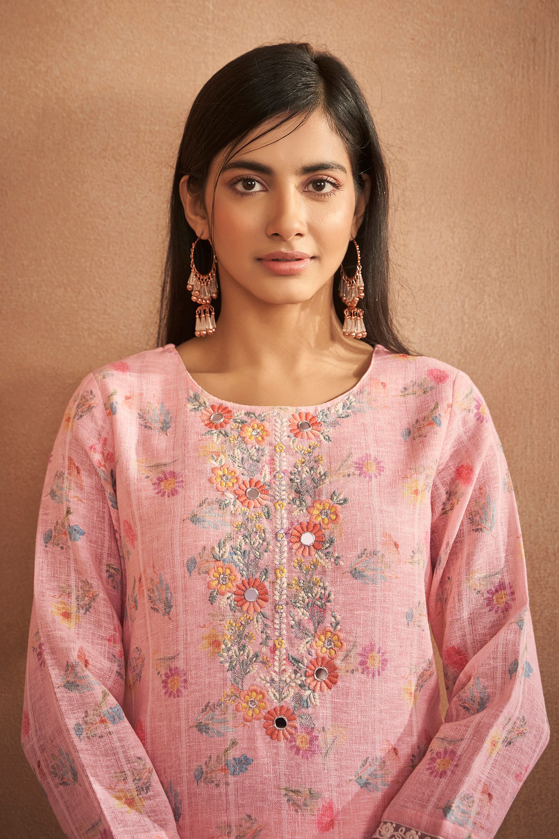 Petal Pink Cotton Linen Kurta Set