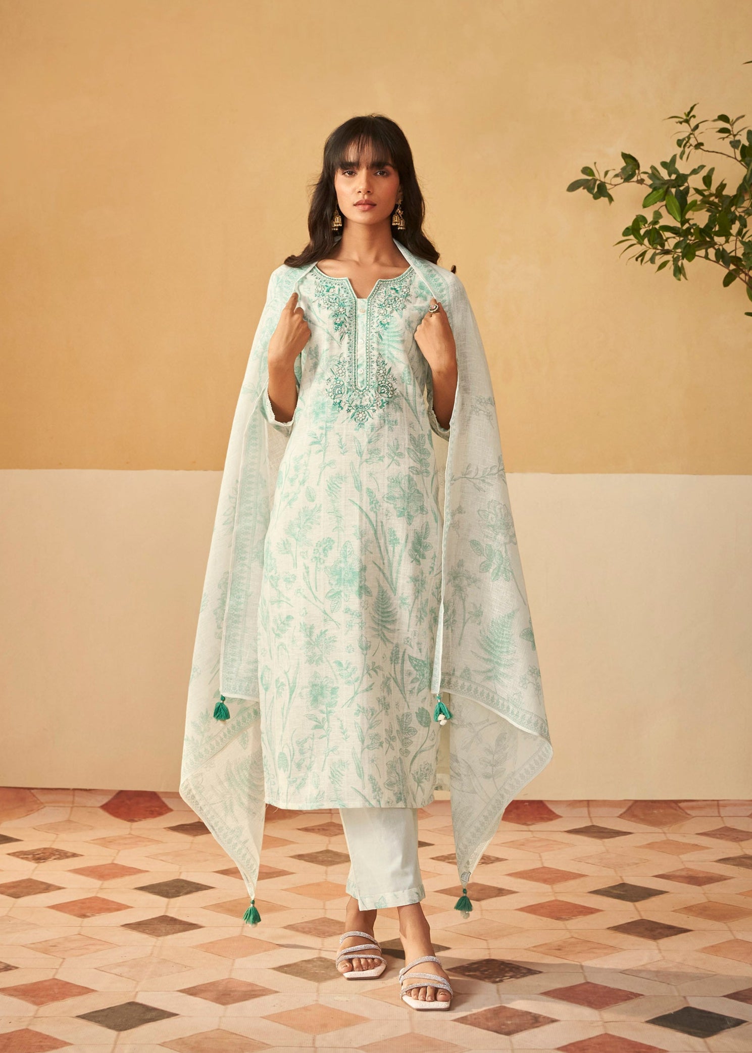 Classic Cotton Linen Kurti Set