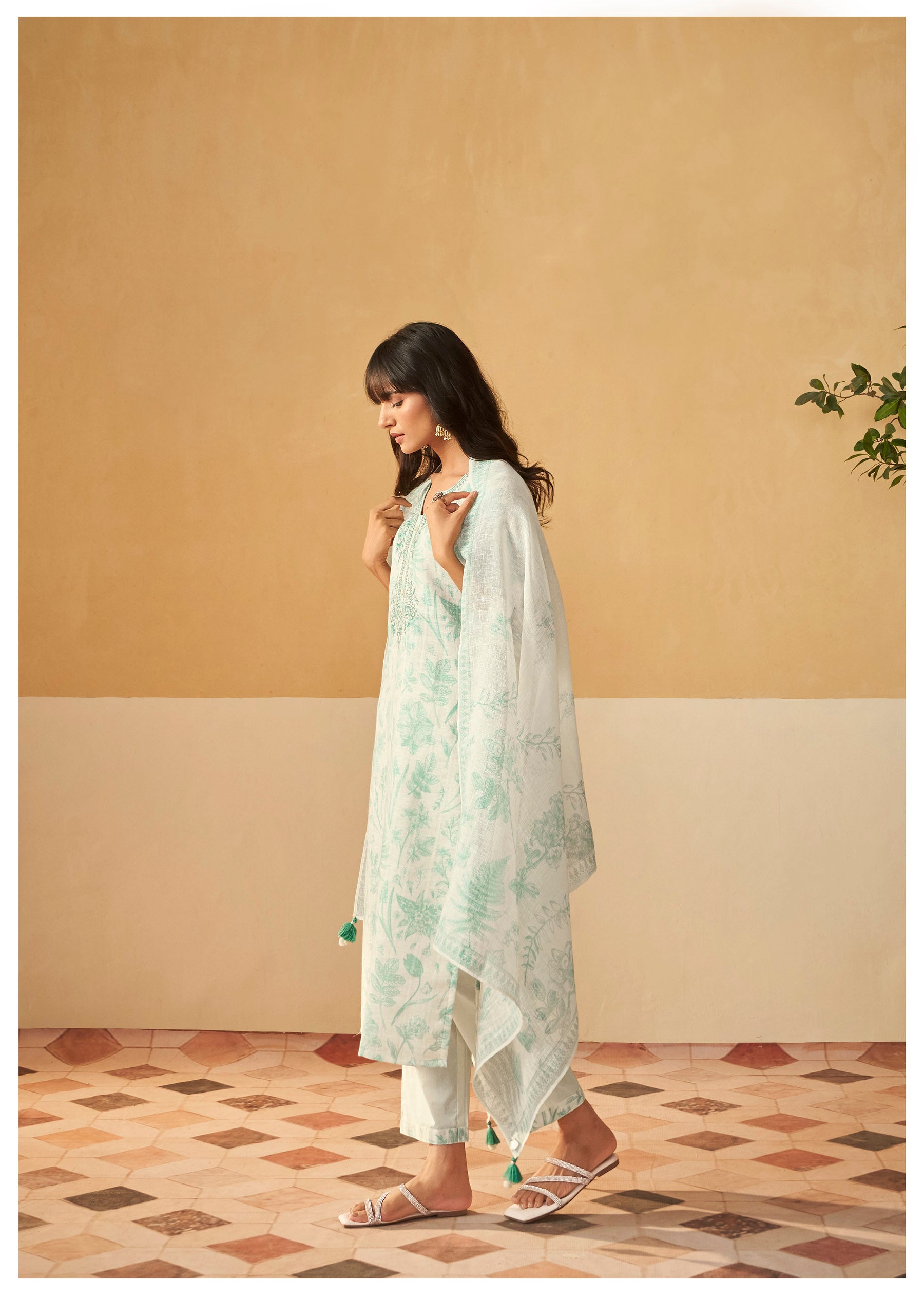 Classic Cotton Linen Kurti Set