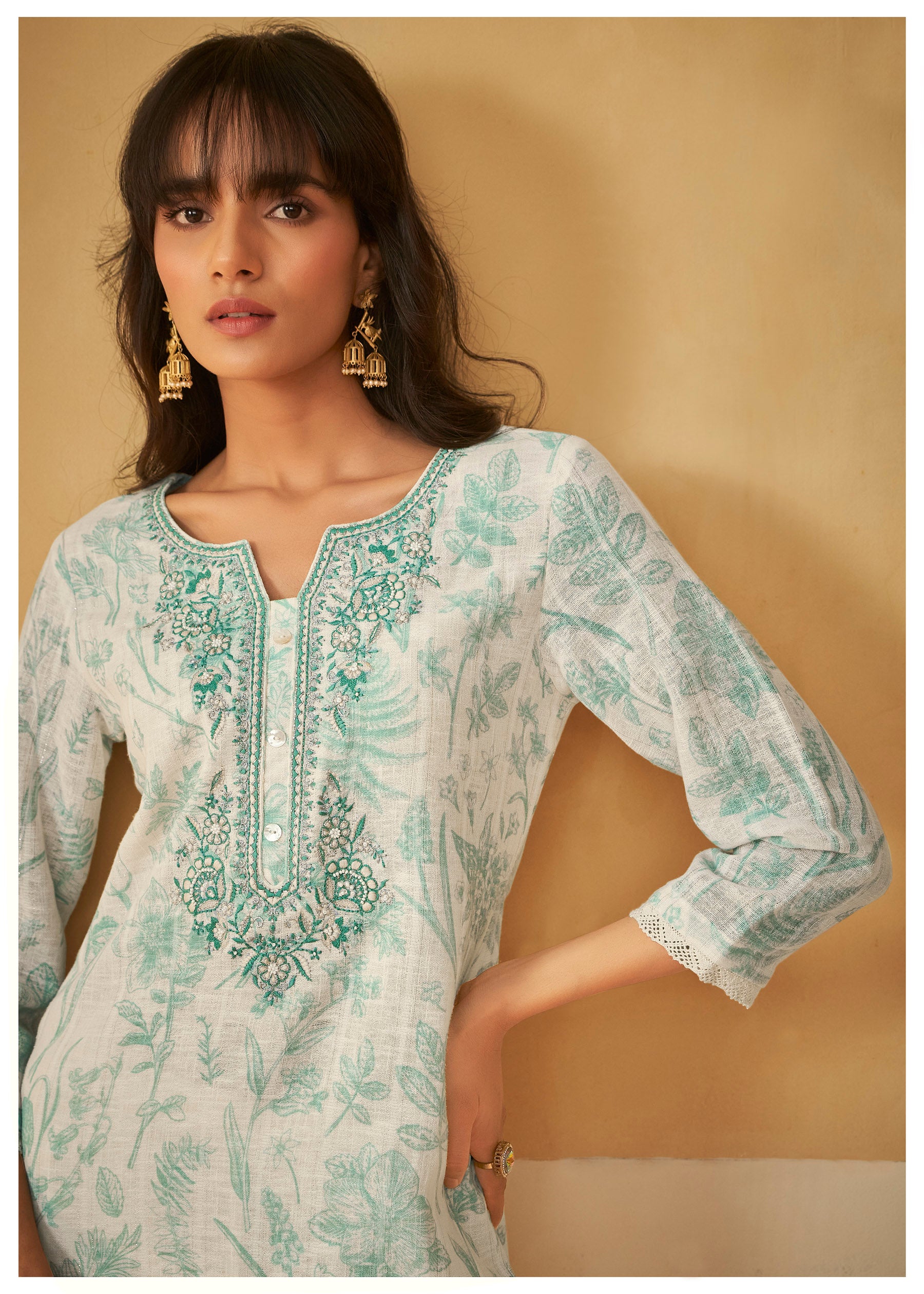 Classic Cotton Linen Kurti Set