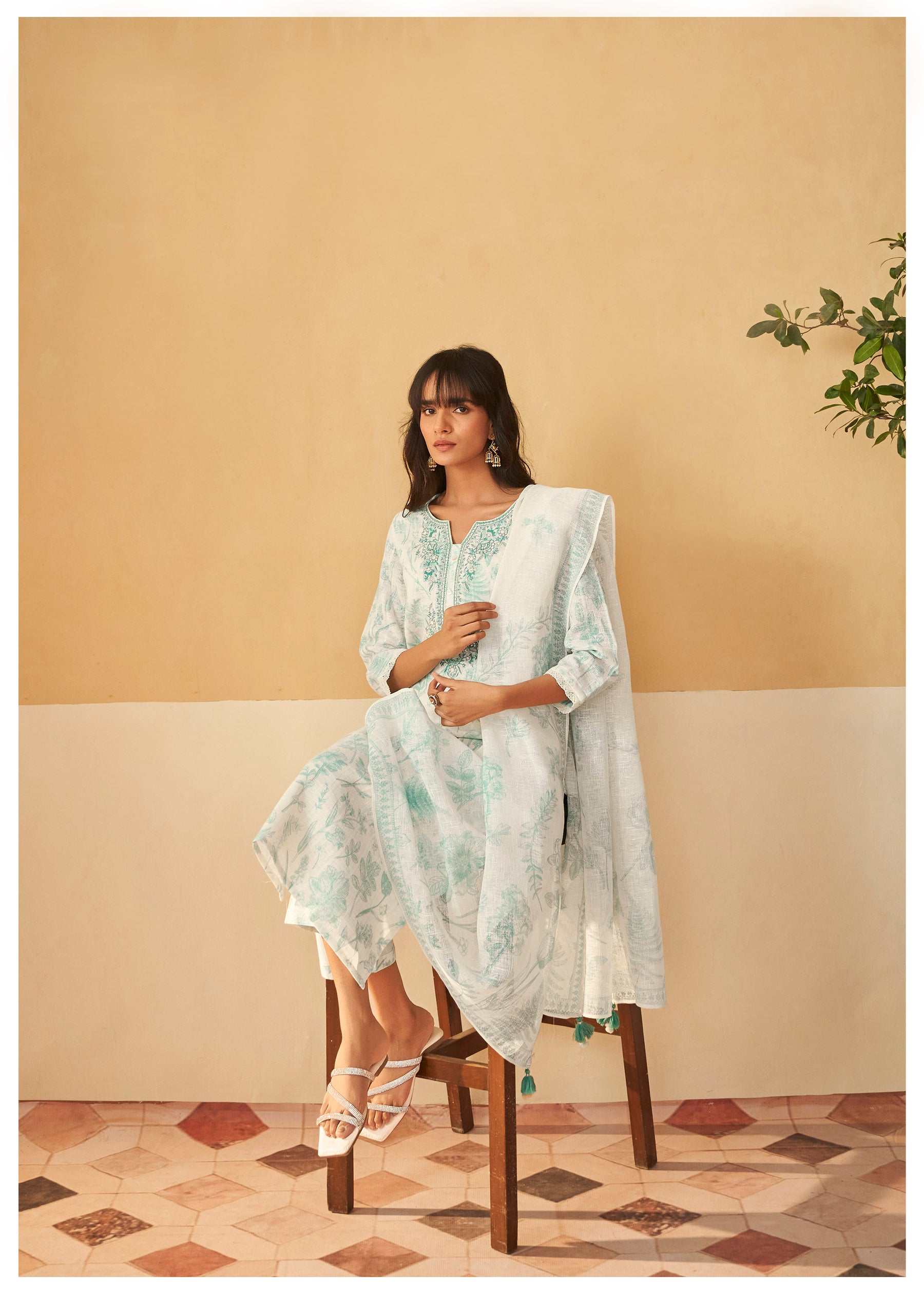 Classic Cotton Linen Kurti Set