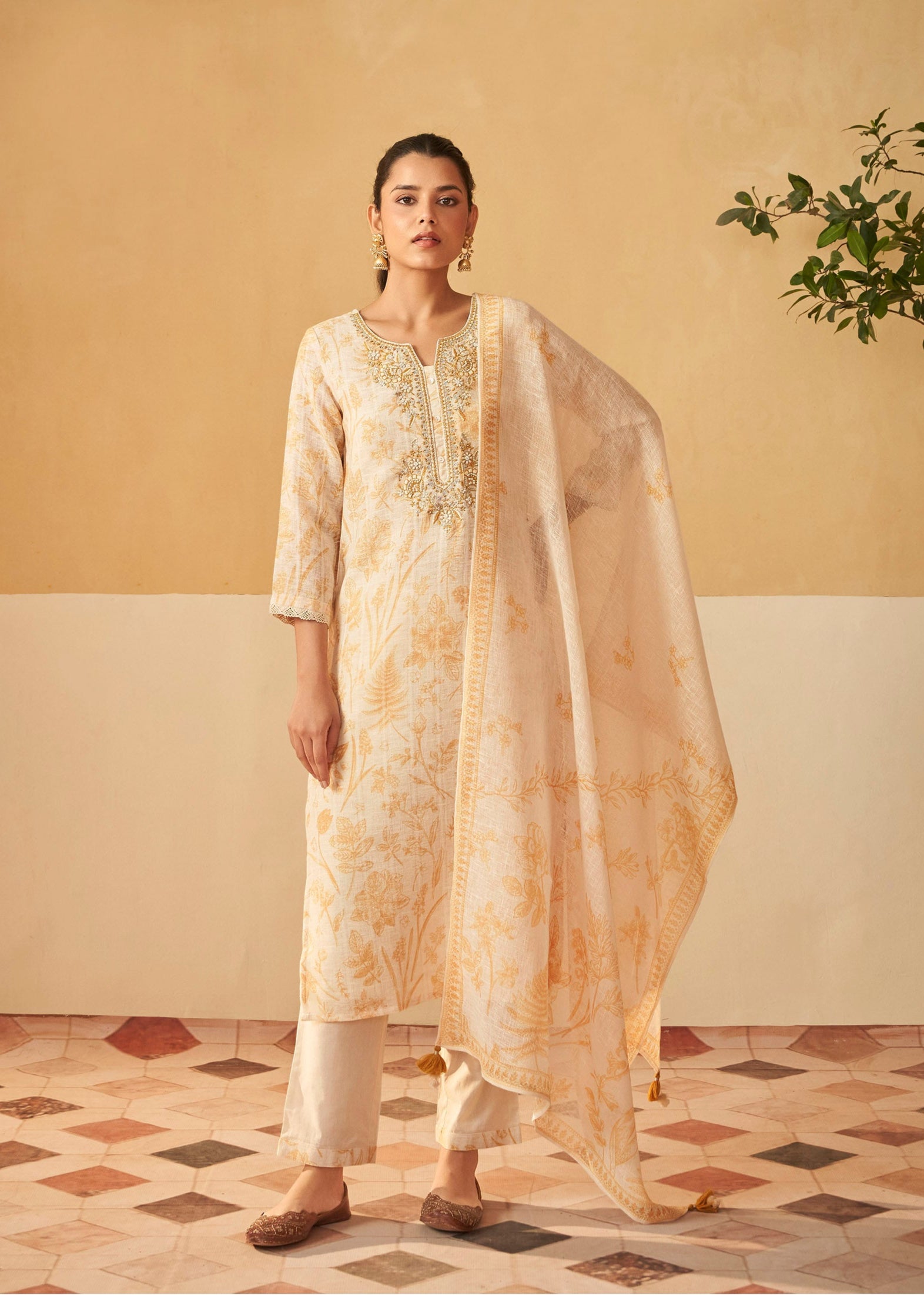 Sunshine Cotton Linen Embroidered Set