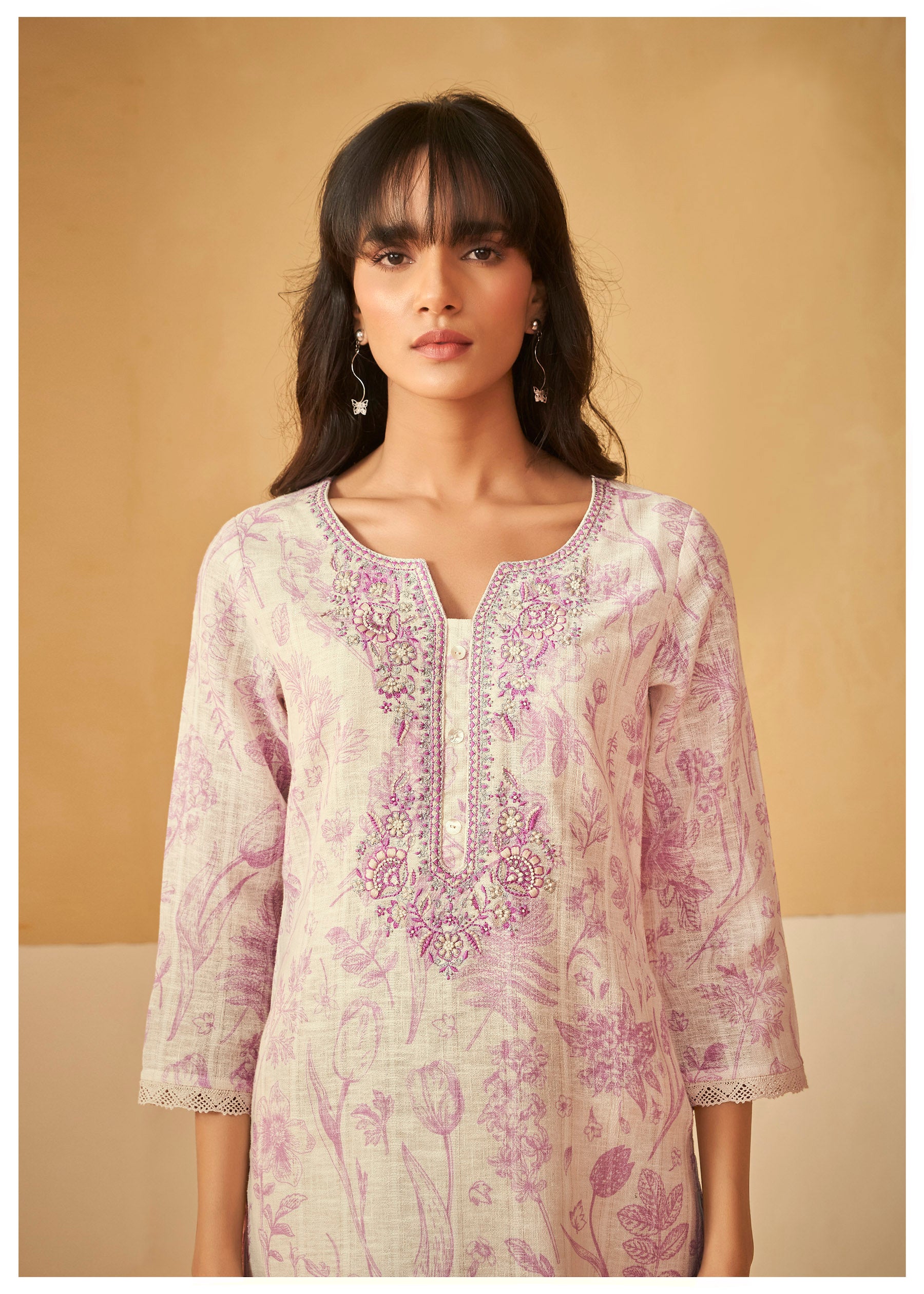 Linen Threads Kurti and Dupatta Set