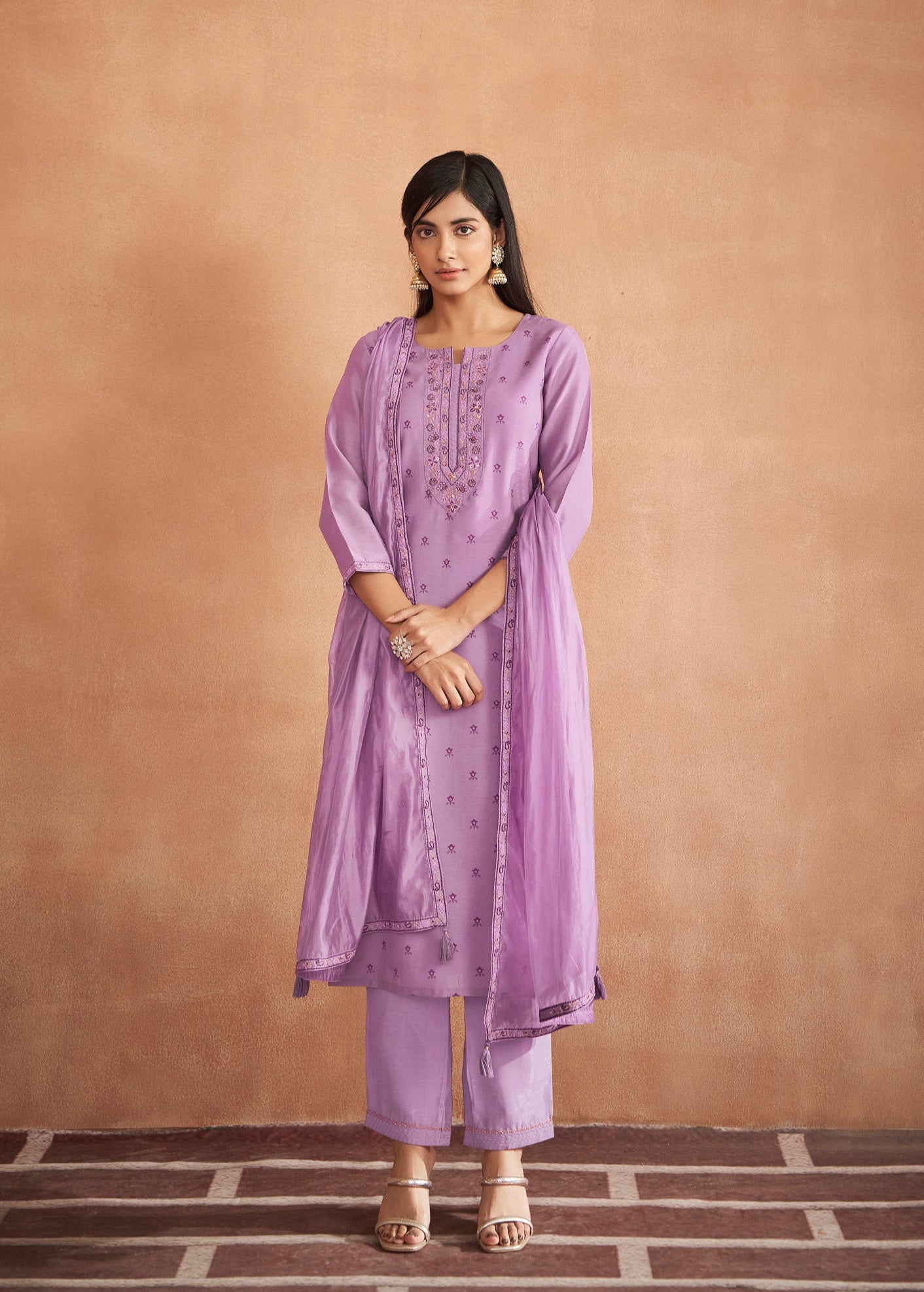 Lavender Silk Modal Shimmer Kurta Set