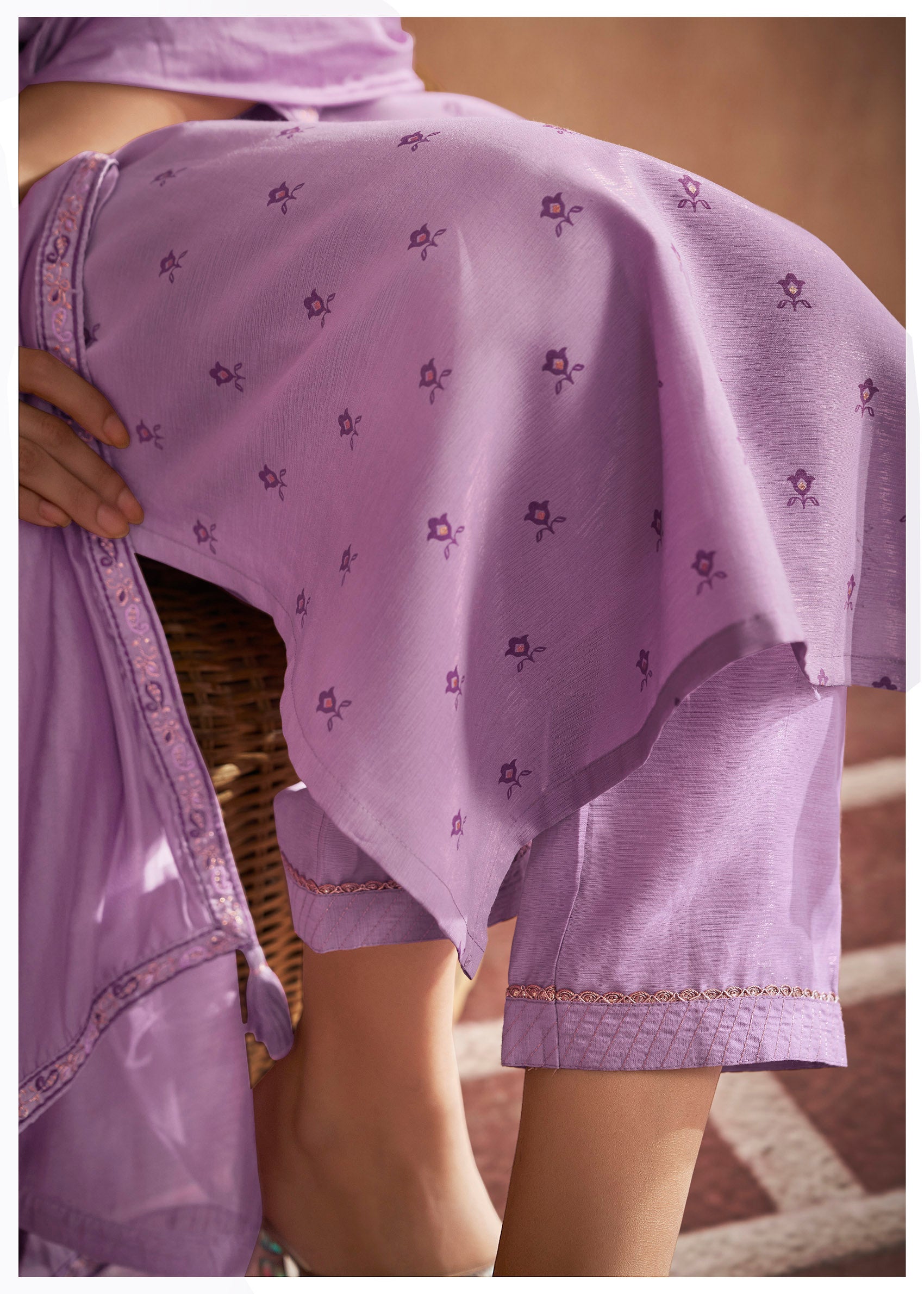 Lavender Silk Modal Shimmer Kurta Set