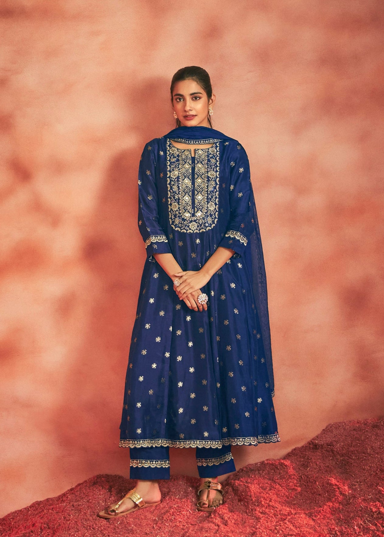 Azure Royalty Dola Anarkali Set