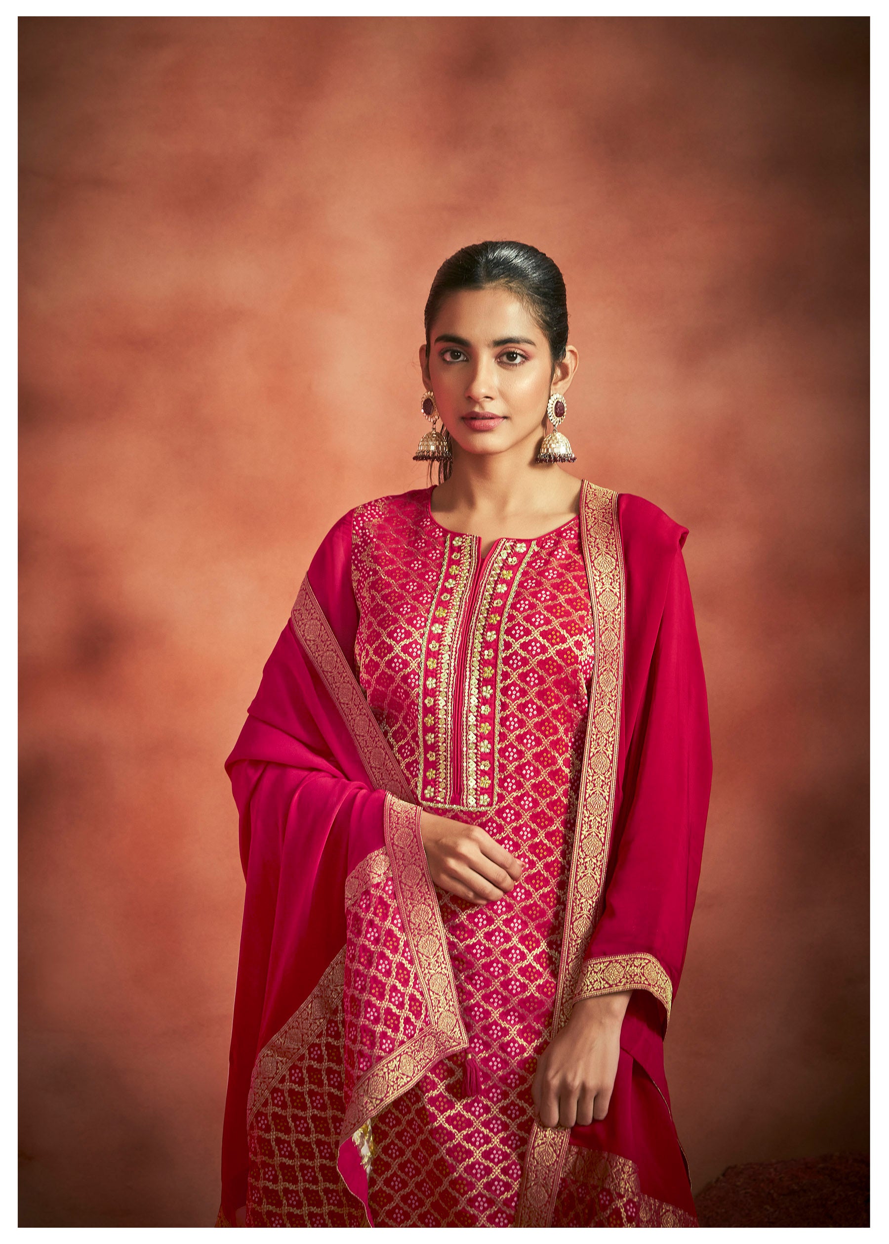 Belle Georgette Bandhani Kurti Set