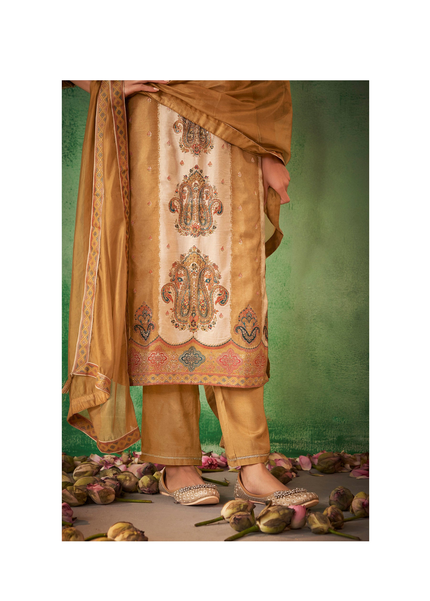 Mustard Radiance Jacquard Organza Set