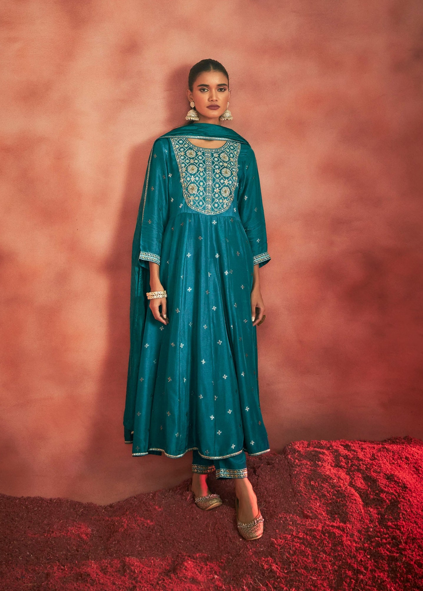 Rêverie Jacquard Anarkali Kurti Set