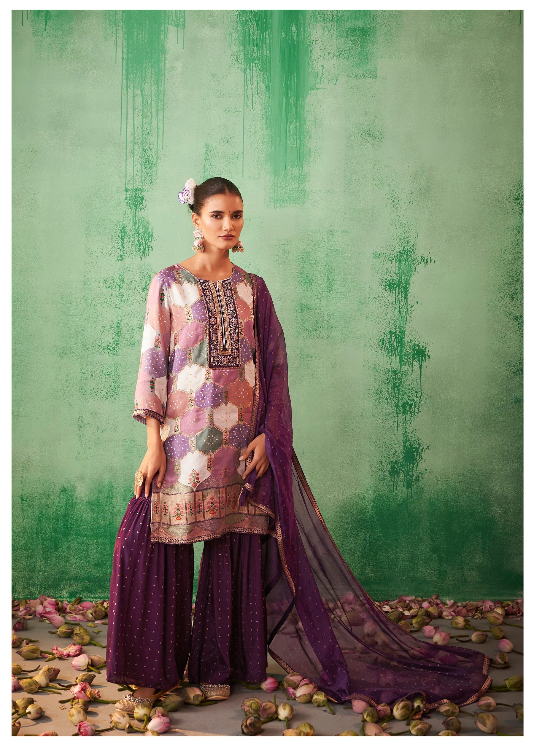 Vasanti Jacquard Sharara Set