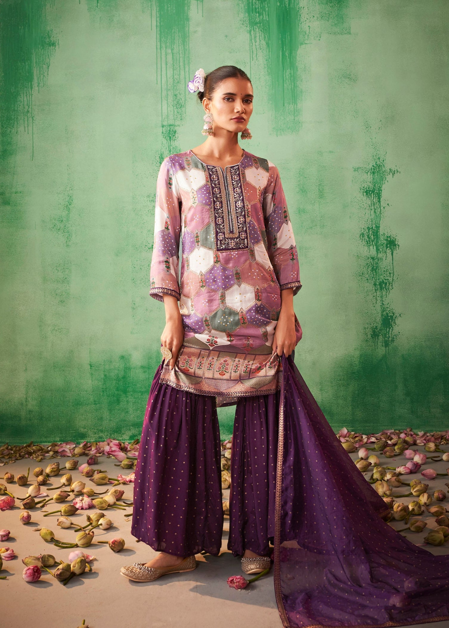 Vasanti Jacquard Sharara Set