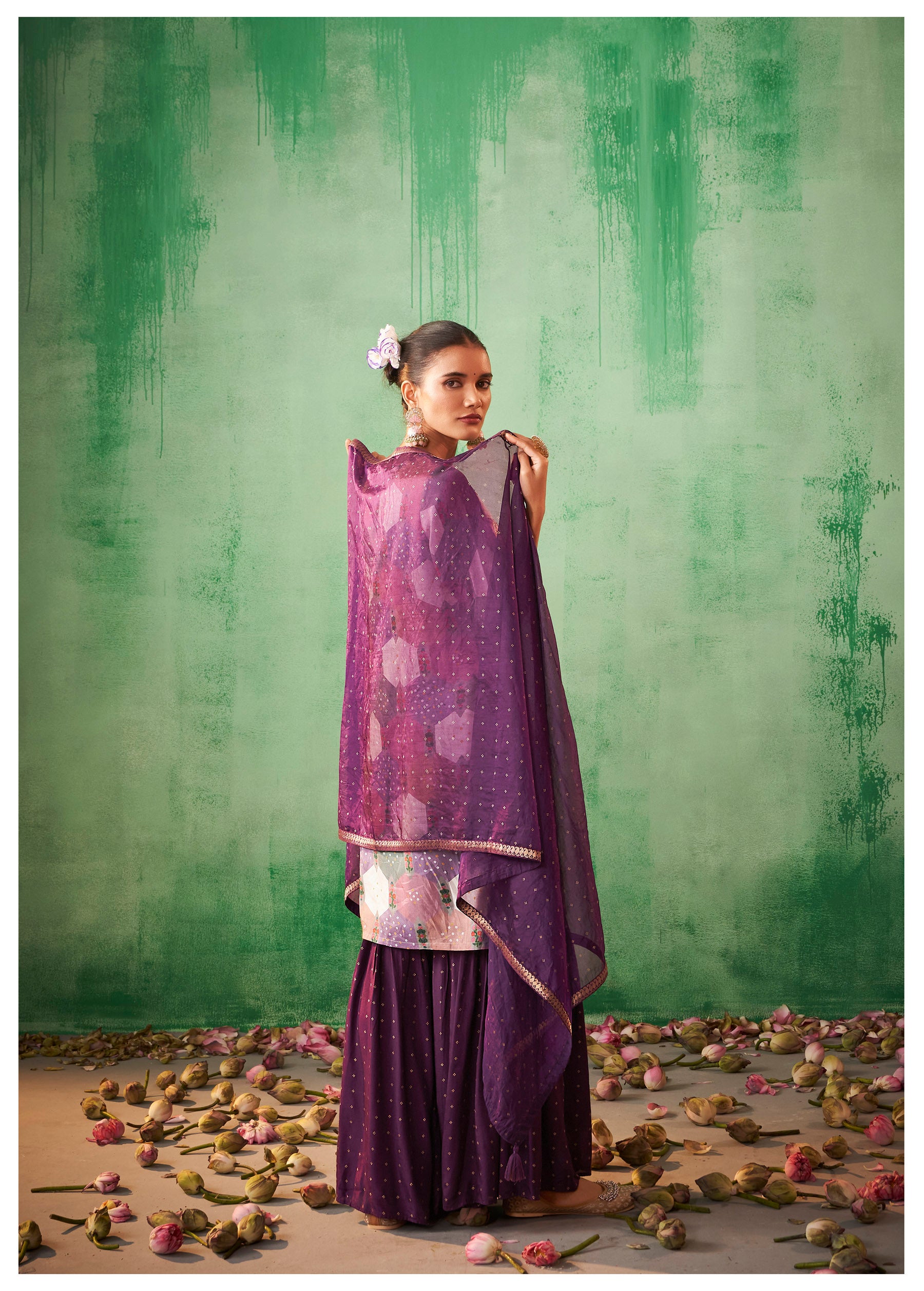 Vasanti Jacquard Sharara Set