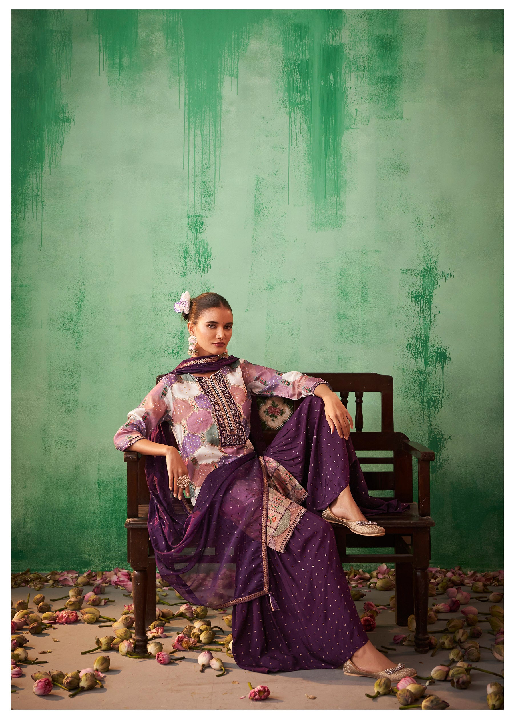 Vasanti Jacquard Sharara Set