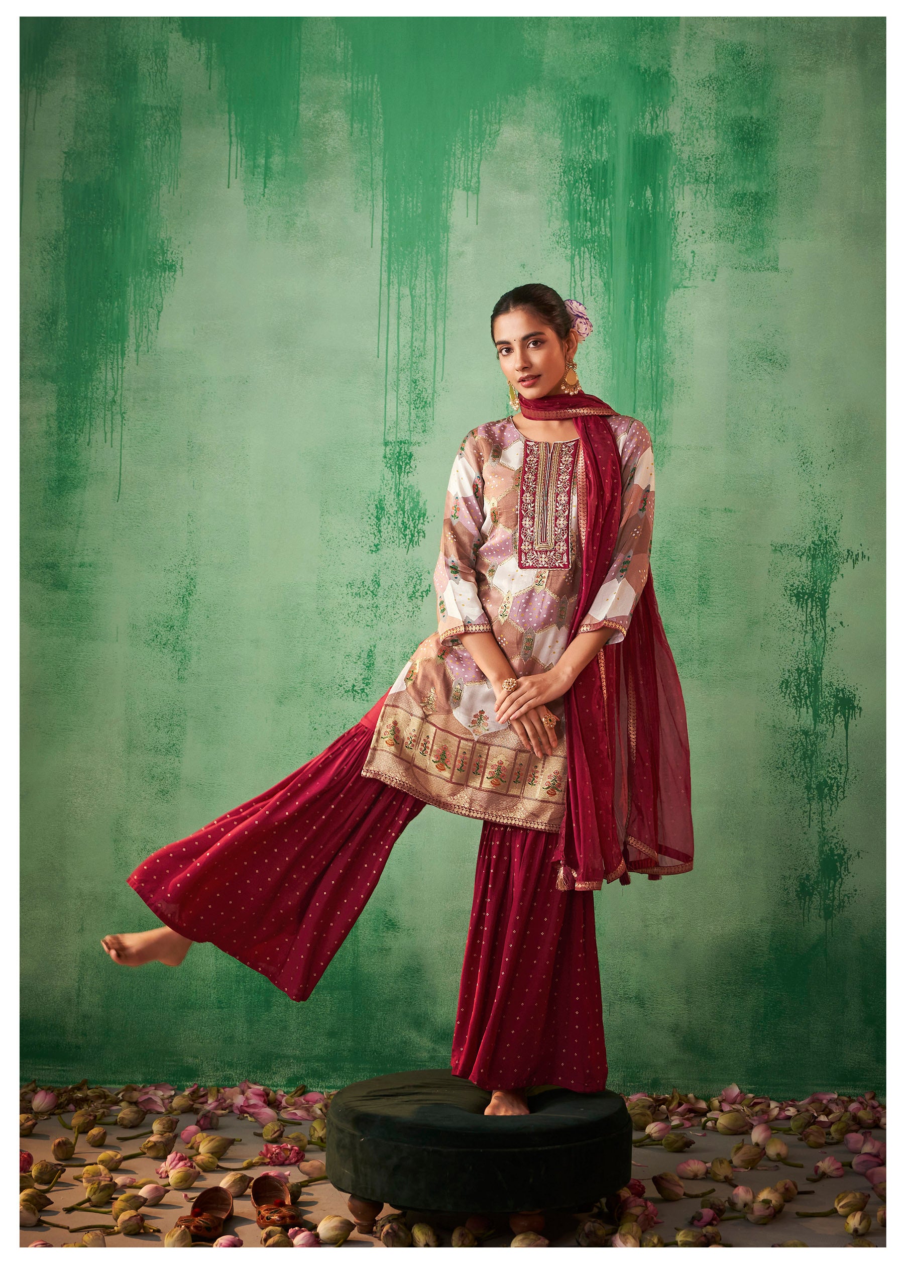 Kanika Jacquard Sharara
