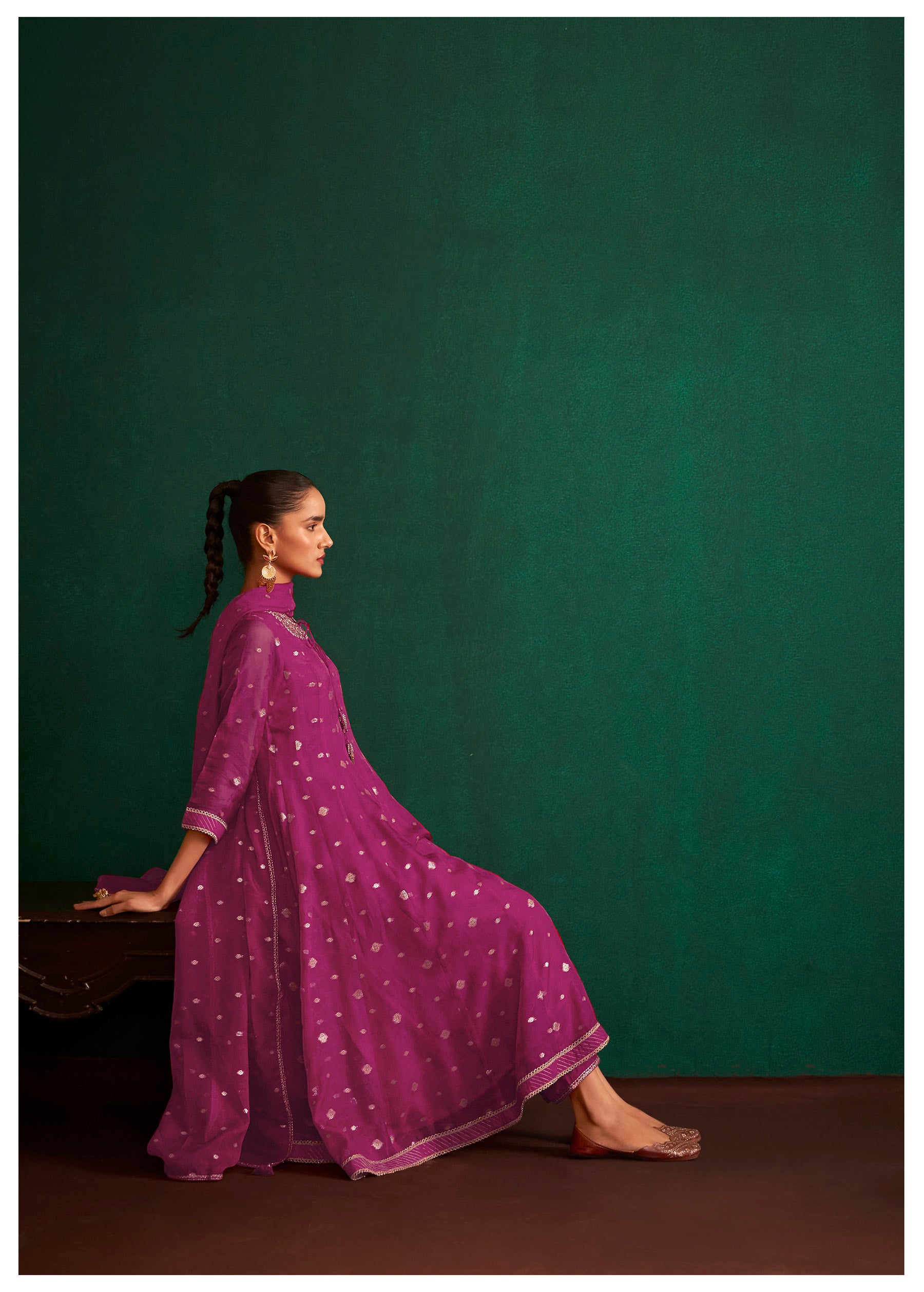 Vive Yarn-Dyed Organza Anarkali Set